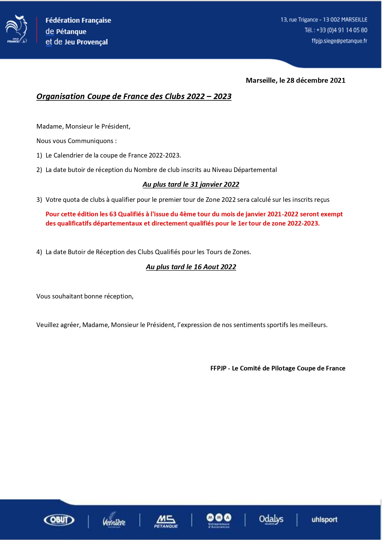 Petanque Aude Calendrier 2023 Comite De L'aude De Petanque Et Du Jeu Provencal - Coupe France