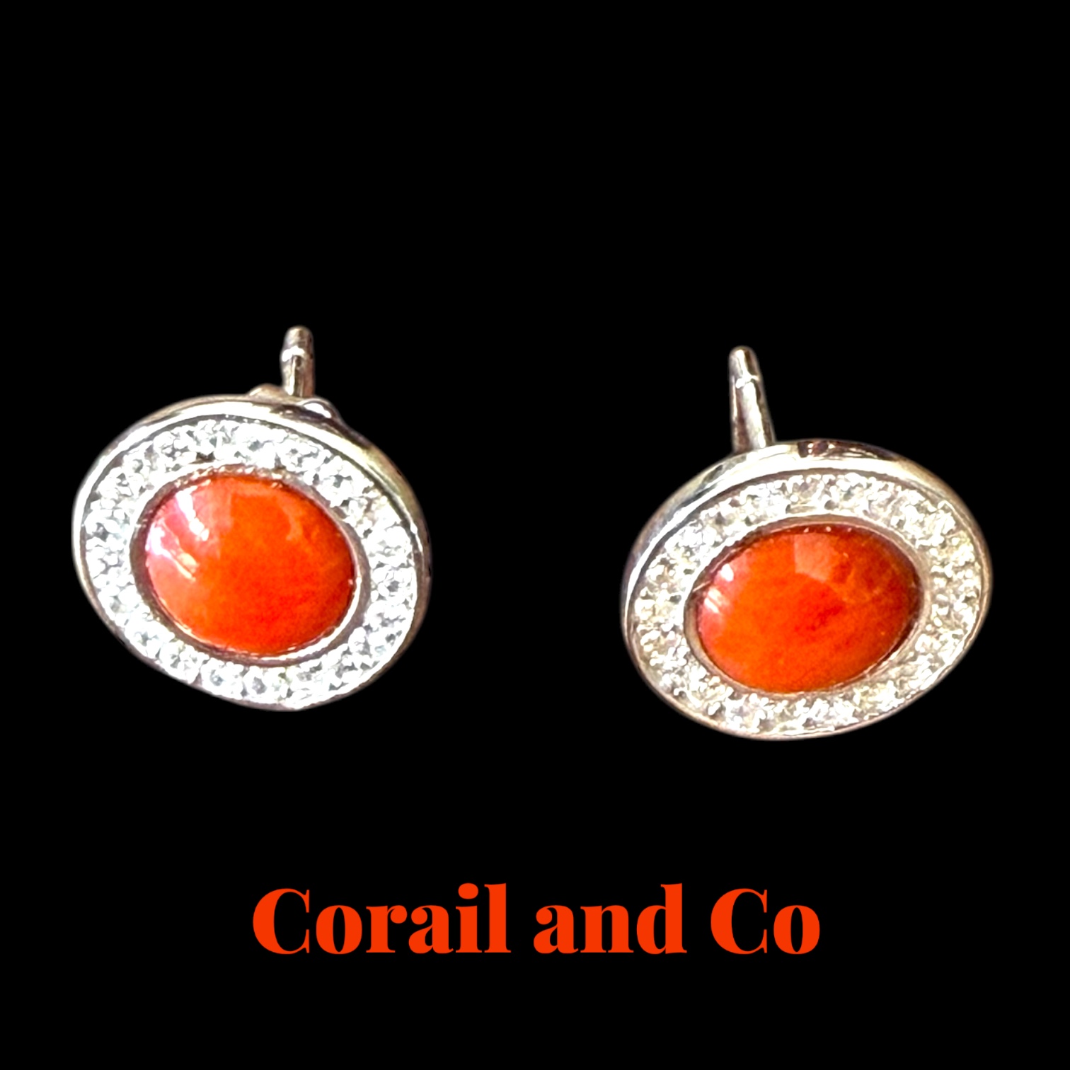 a )Boucles d’oreilles Corail Zirconium Argent