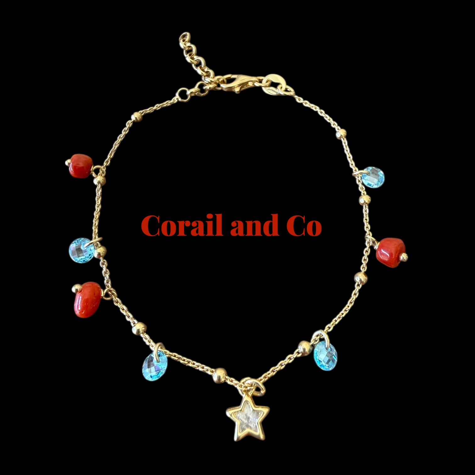 Bracelet plaqué or pampilles de corail
