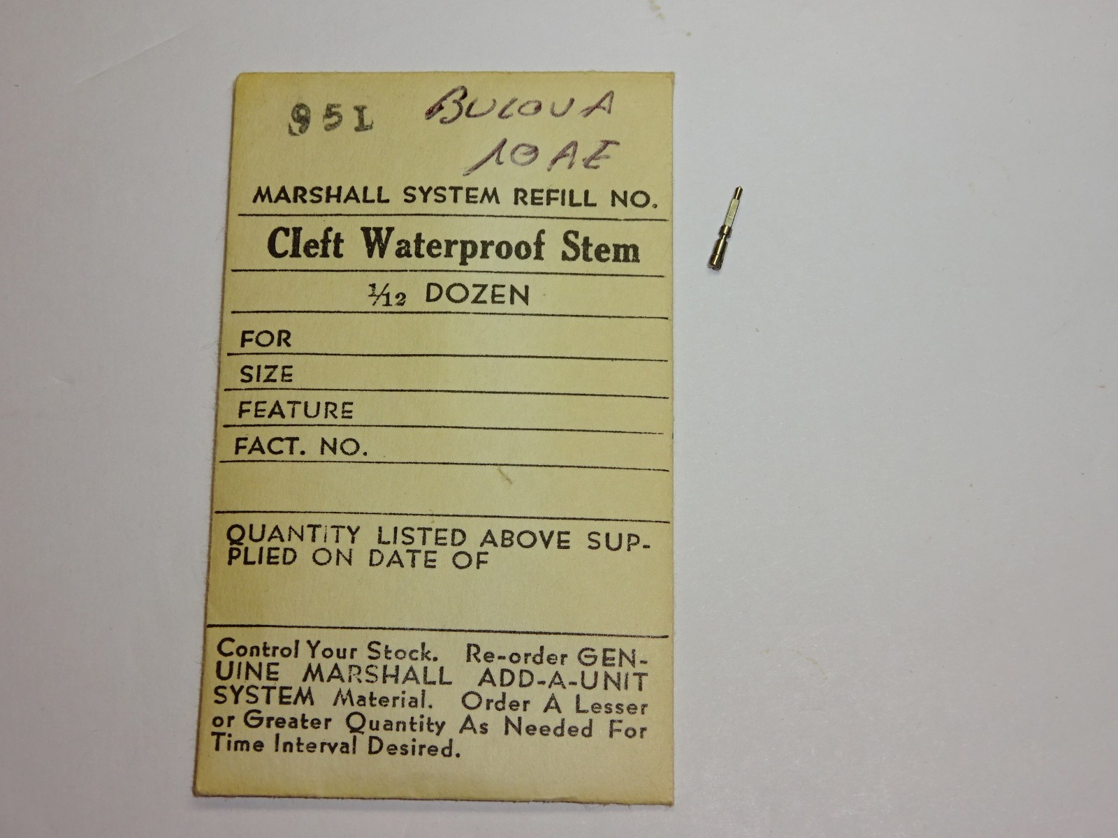 Bulova winding stem 10AA 9AA 9AN 10AB 10AE 10AECS 10AN 10ANCS 10AR 10AW 10AX 10AXCS (female part)