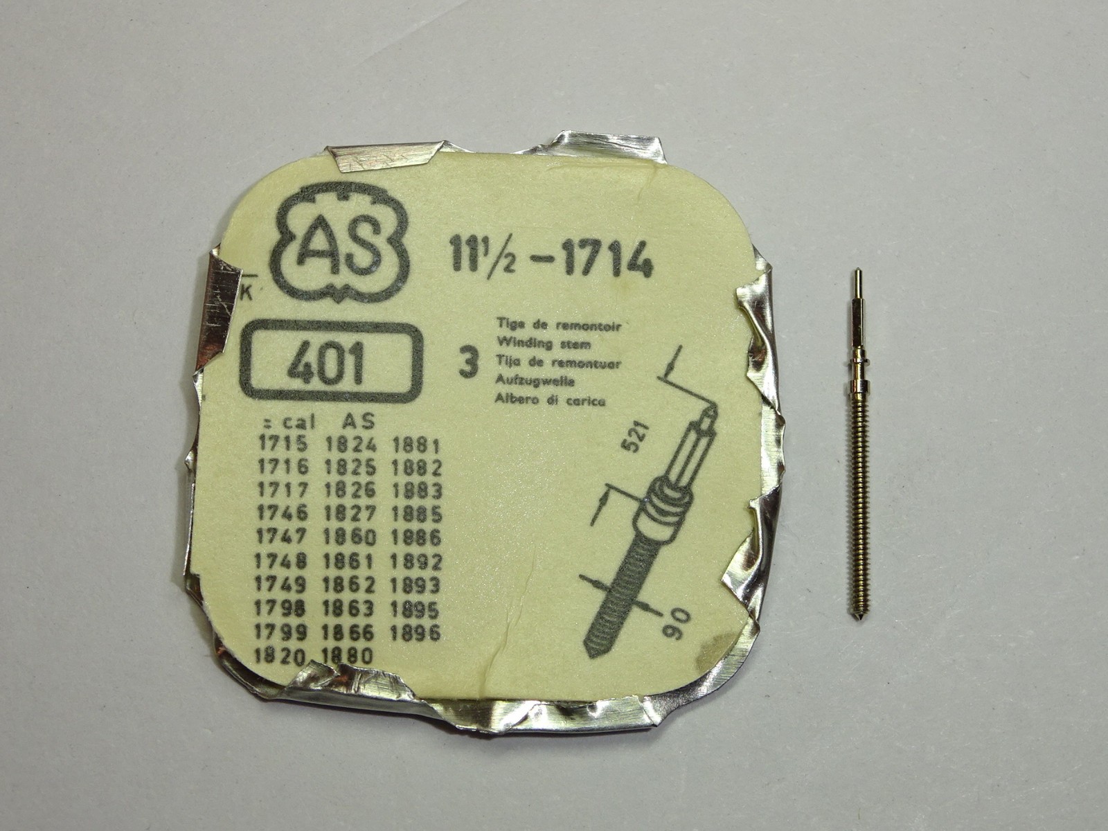 AS winding stem 1714 1883 1885 1886 1892 1893 1895 1896 original