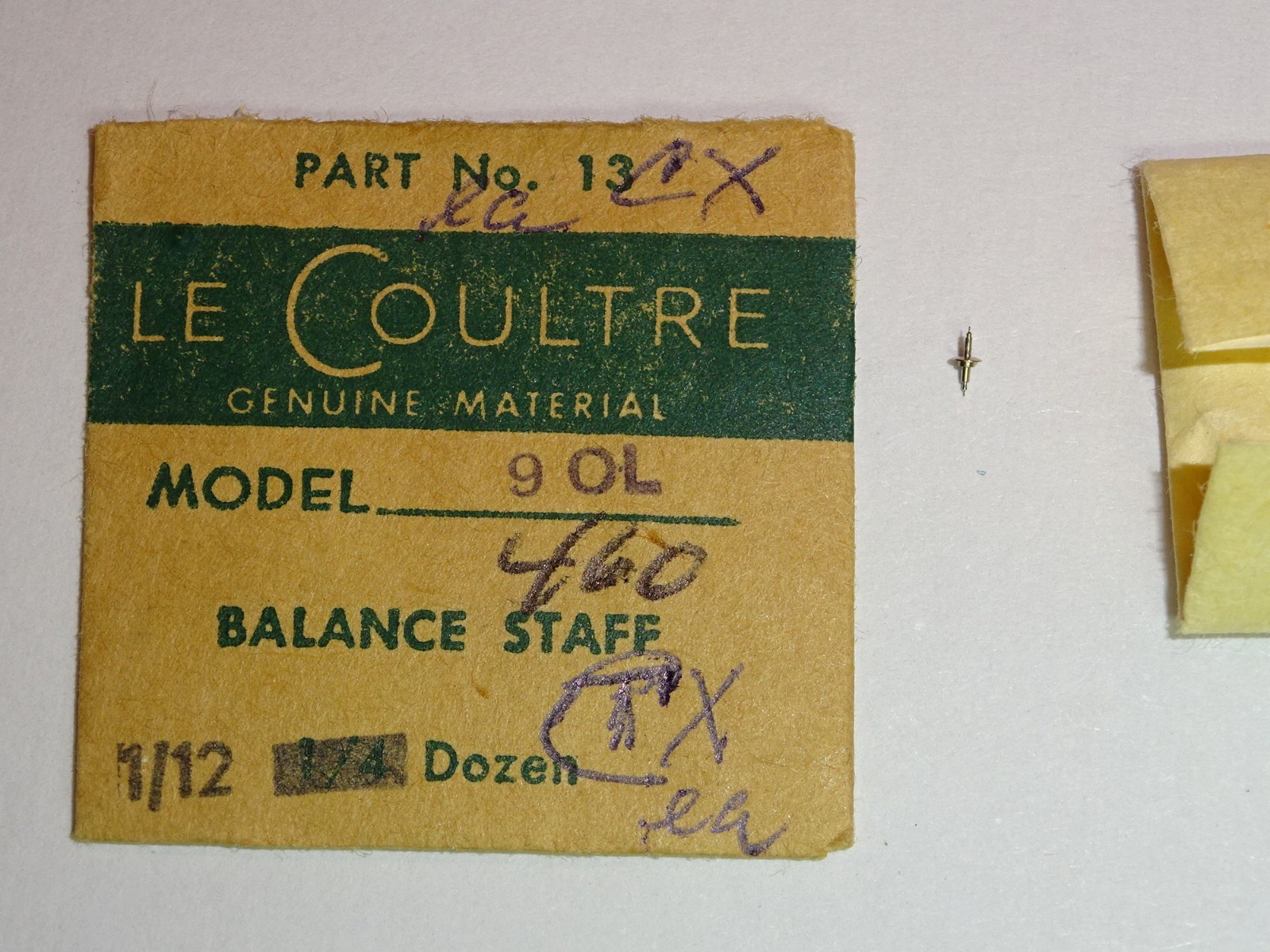 Jaeger Lecoultre balance staff 460 490 491 9OL 420/2B 0LN