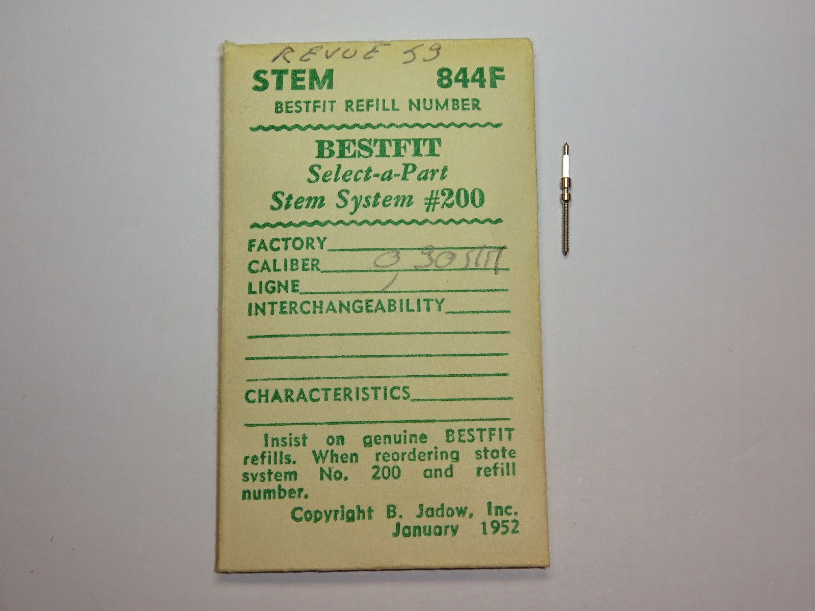 Revue 59 winding stem Vertex WWW Dirty Dozen (thread 90) / Bestfit 844