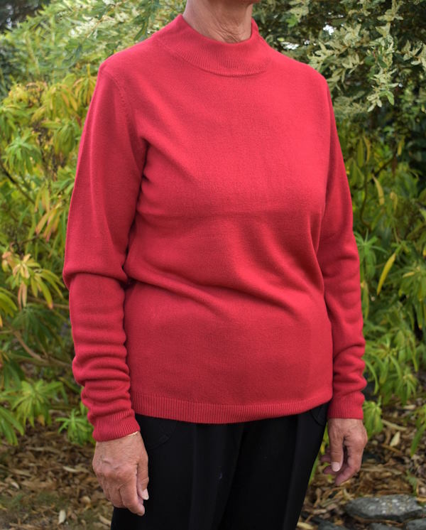 Pull col cheminée rouge