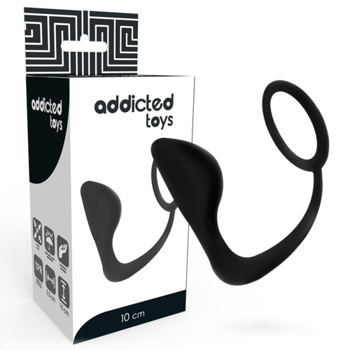 Plug anal avec anneau pénis noir - Addicted Toys