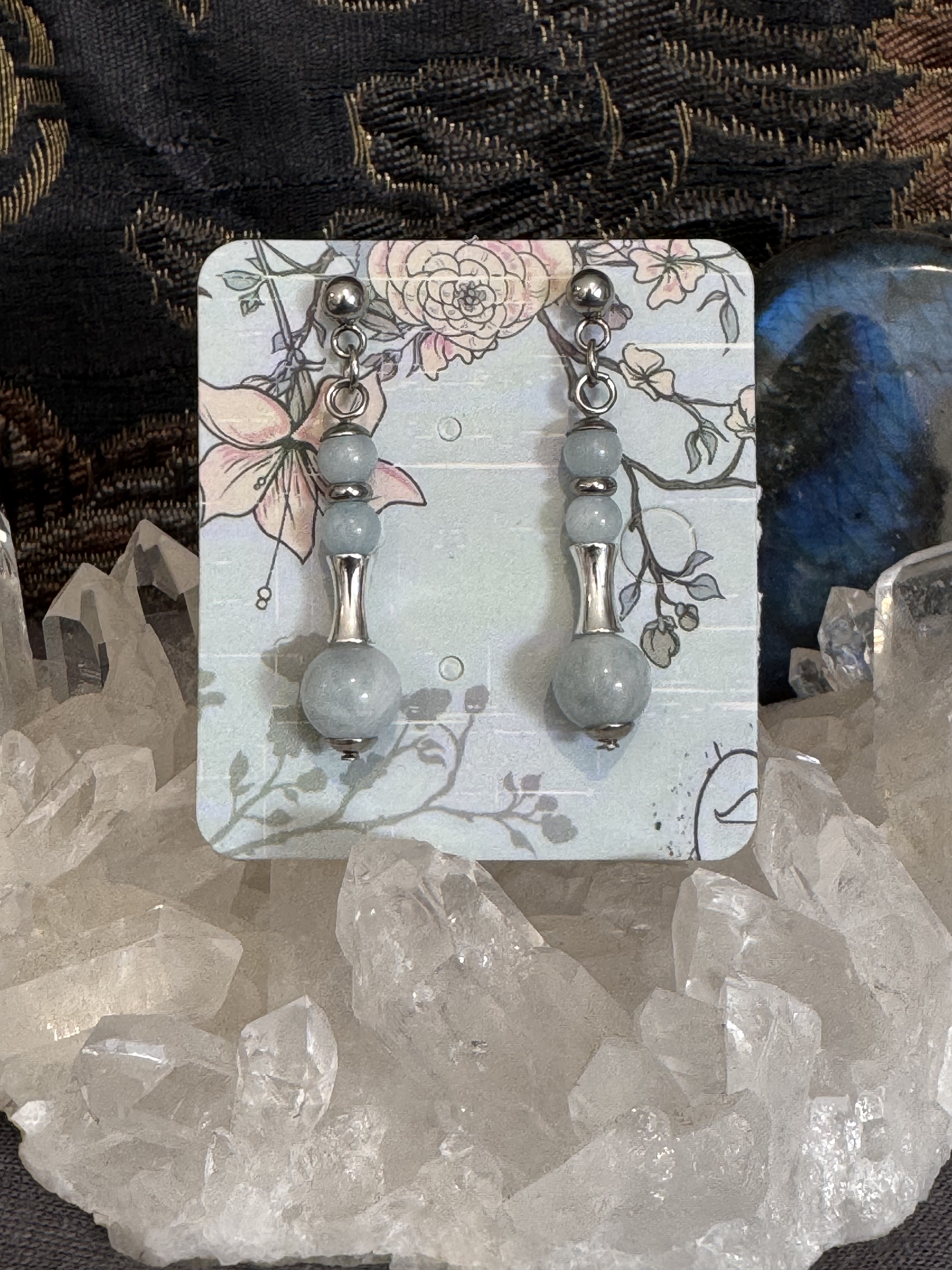 Boucles d'oreilles "Vibration Minérale" en Aigue-marine