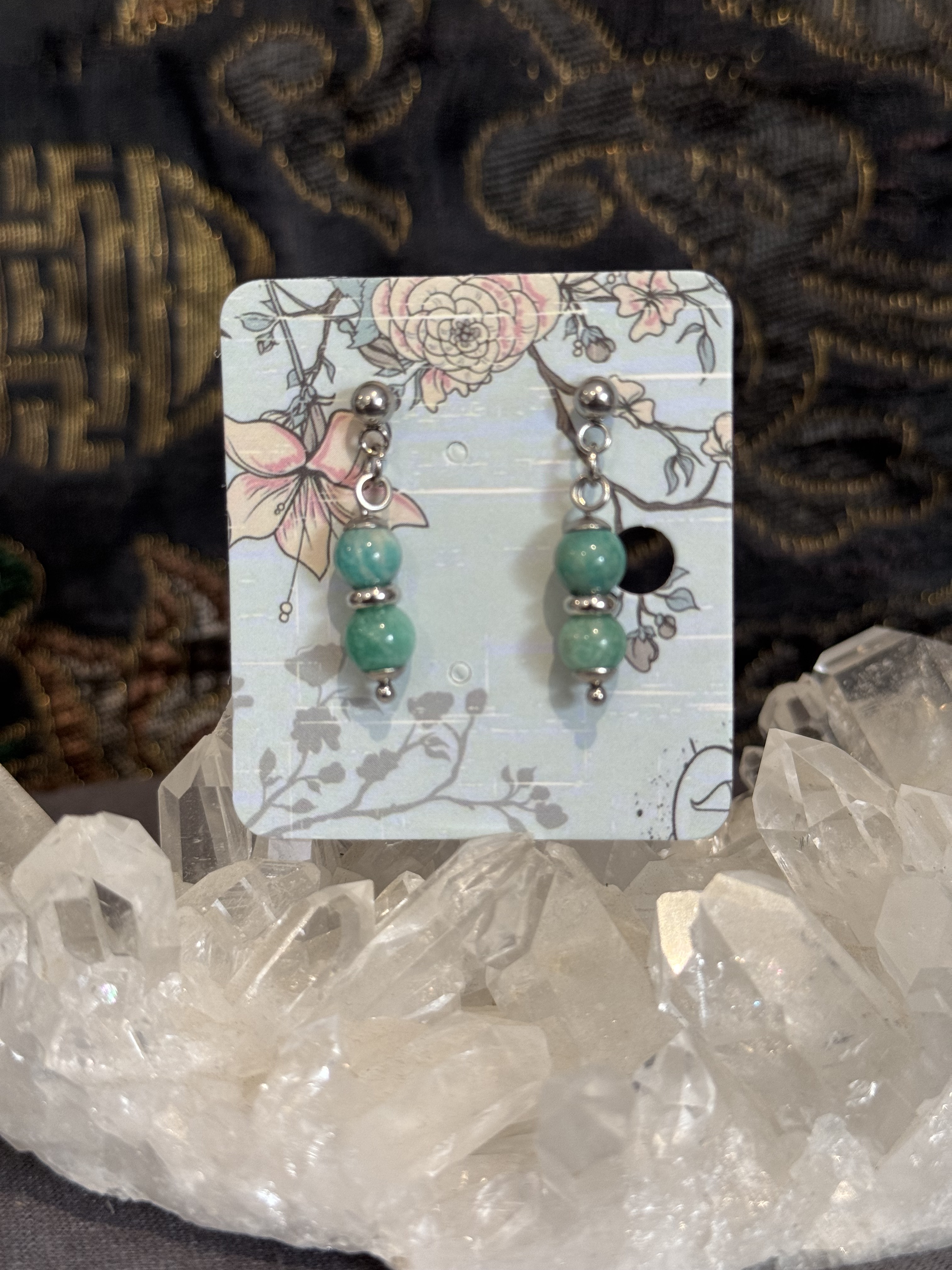 Boucles d'oreilles "Larmes du Phoenix" en Amazonite
