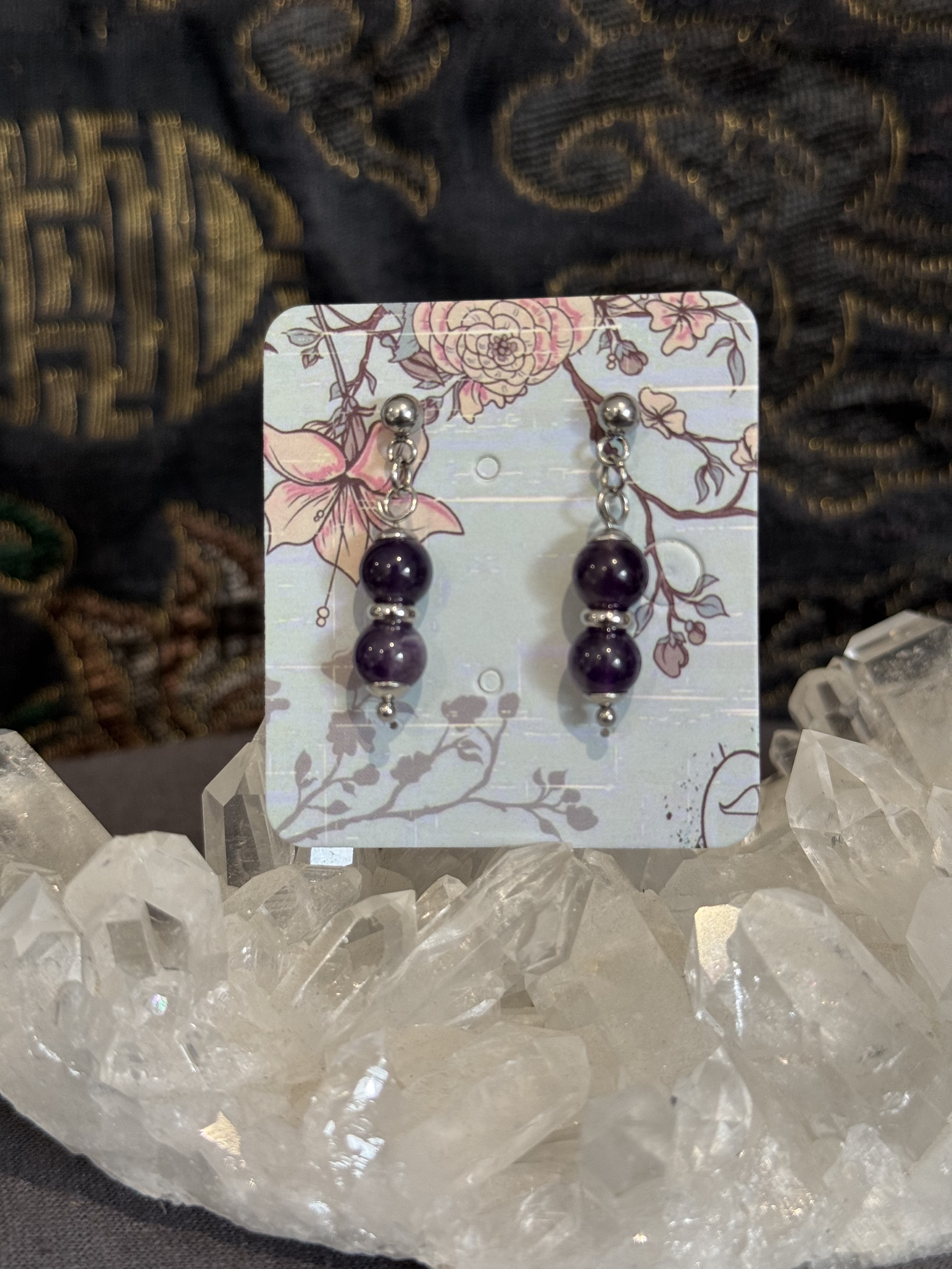 Boucles d'oreilles "Larmes du Phoenix" en Améthyste