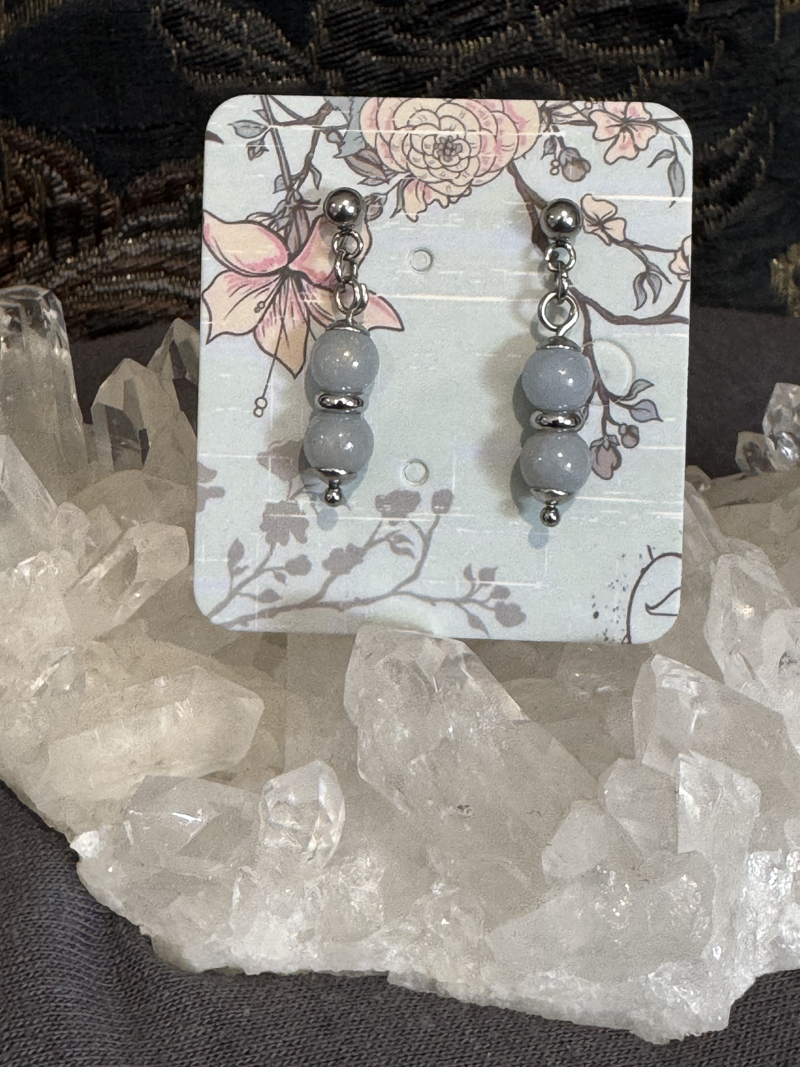 Boucles d'oreilles "Larmes du Phoenix" en Angélite