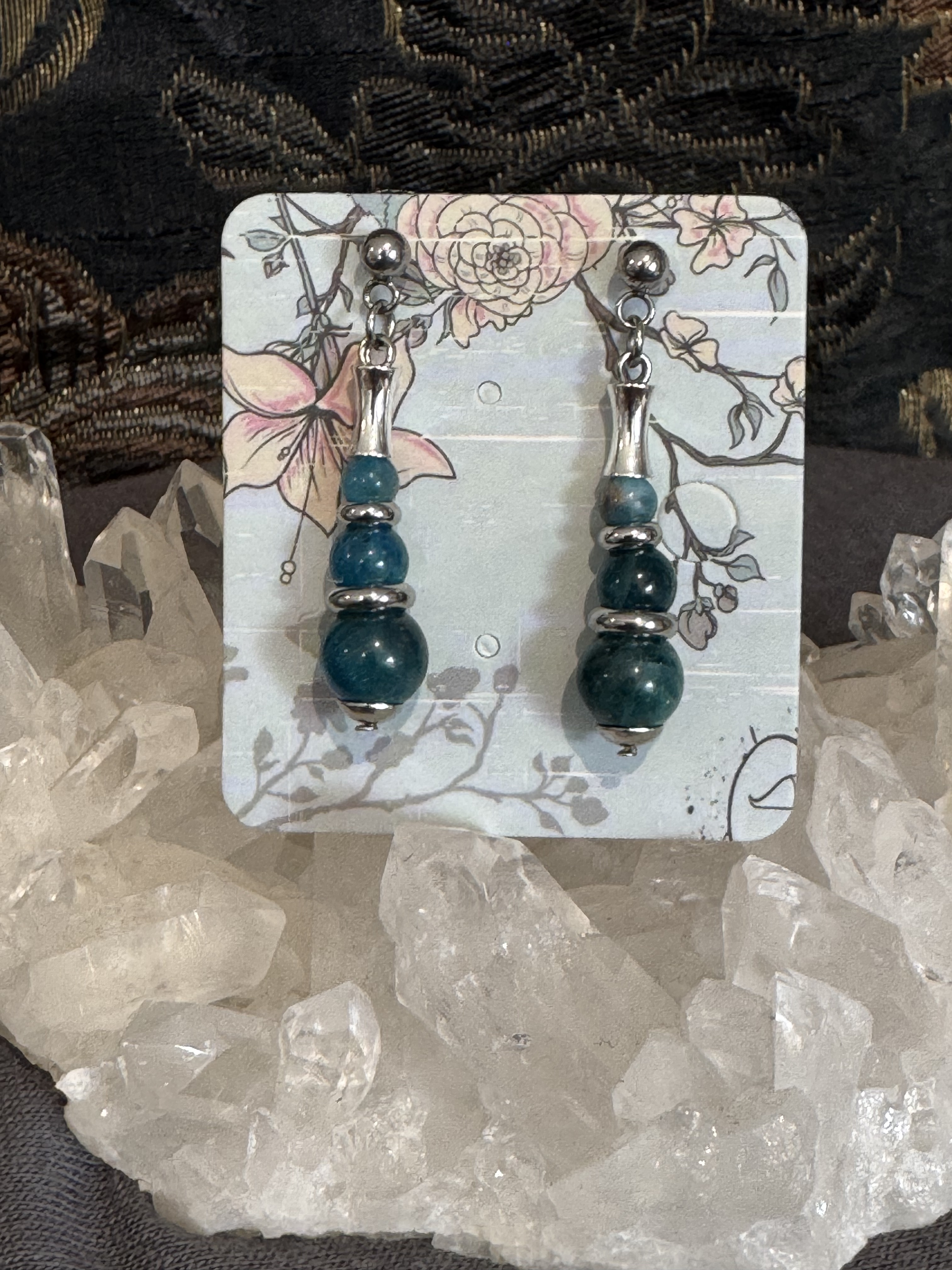 Boucles d'oreilles "Echo de Gaïa" en Apatite