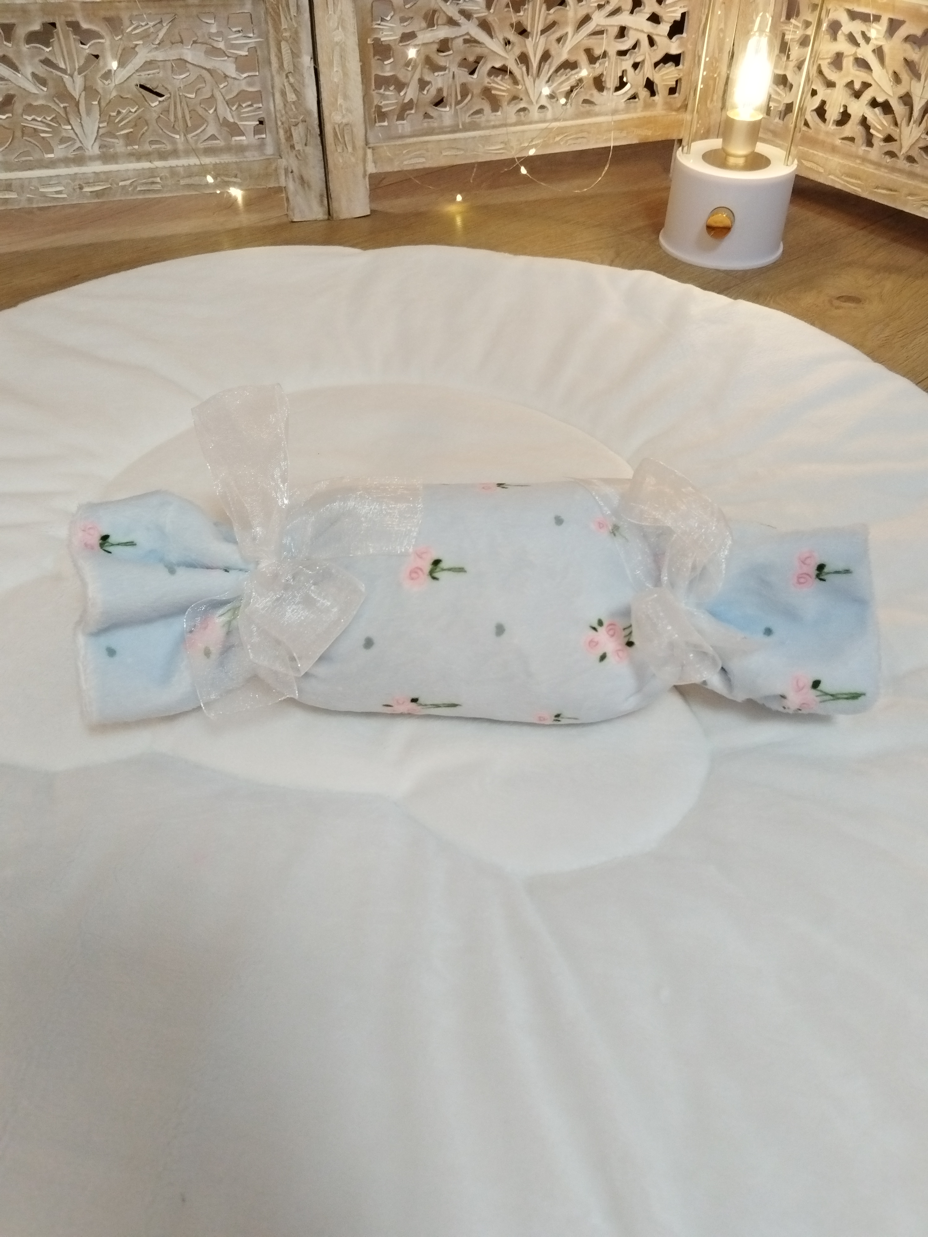 Coussin Bonbon Aurore en Fleur Bleue