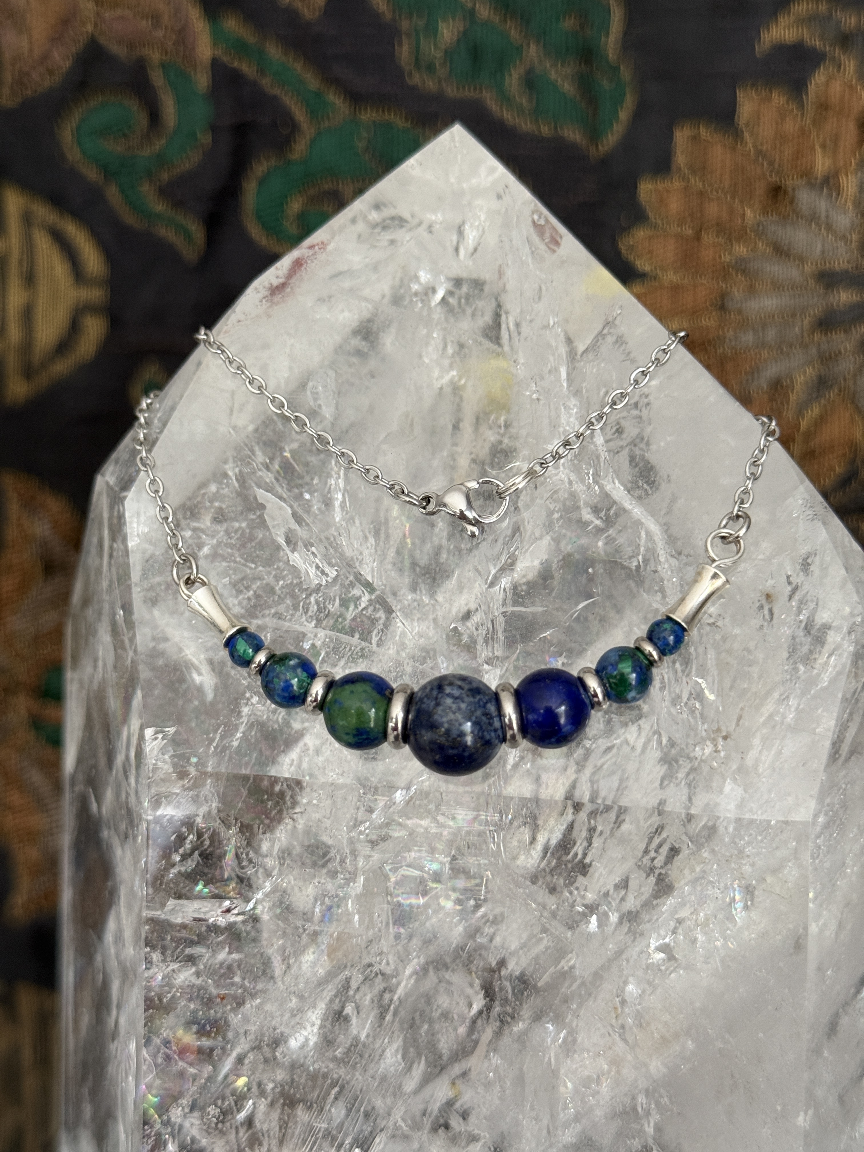 Collier "Echo de Gaïa" en Azurite Malachite