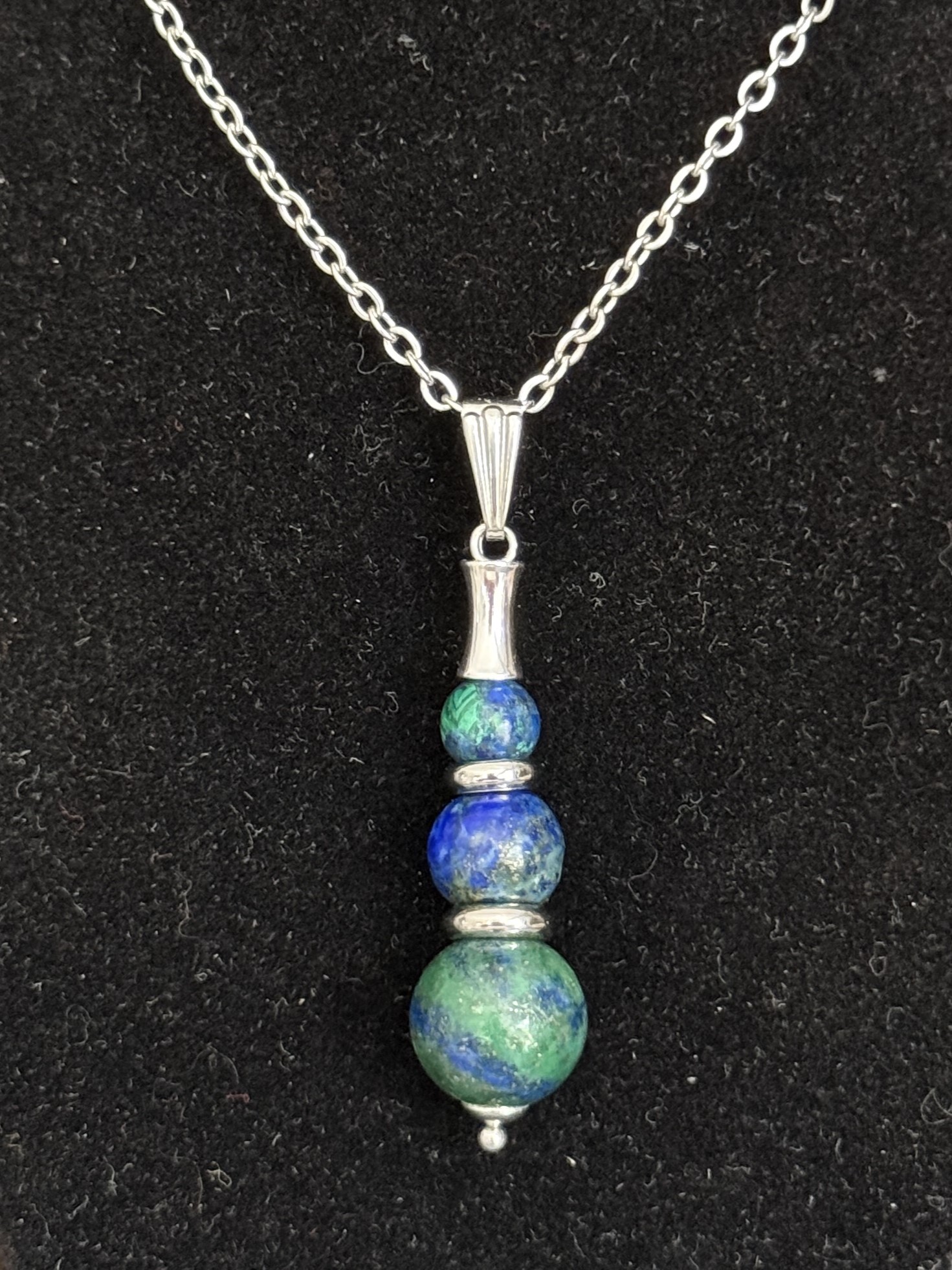 Pendentif "Echo de Gaïa" en Azurite Malachite