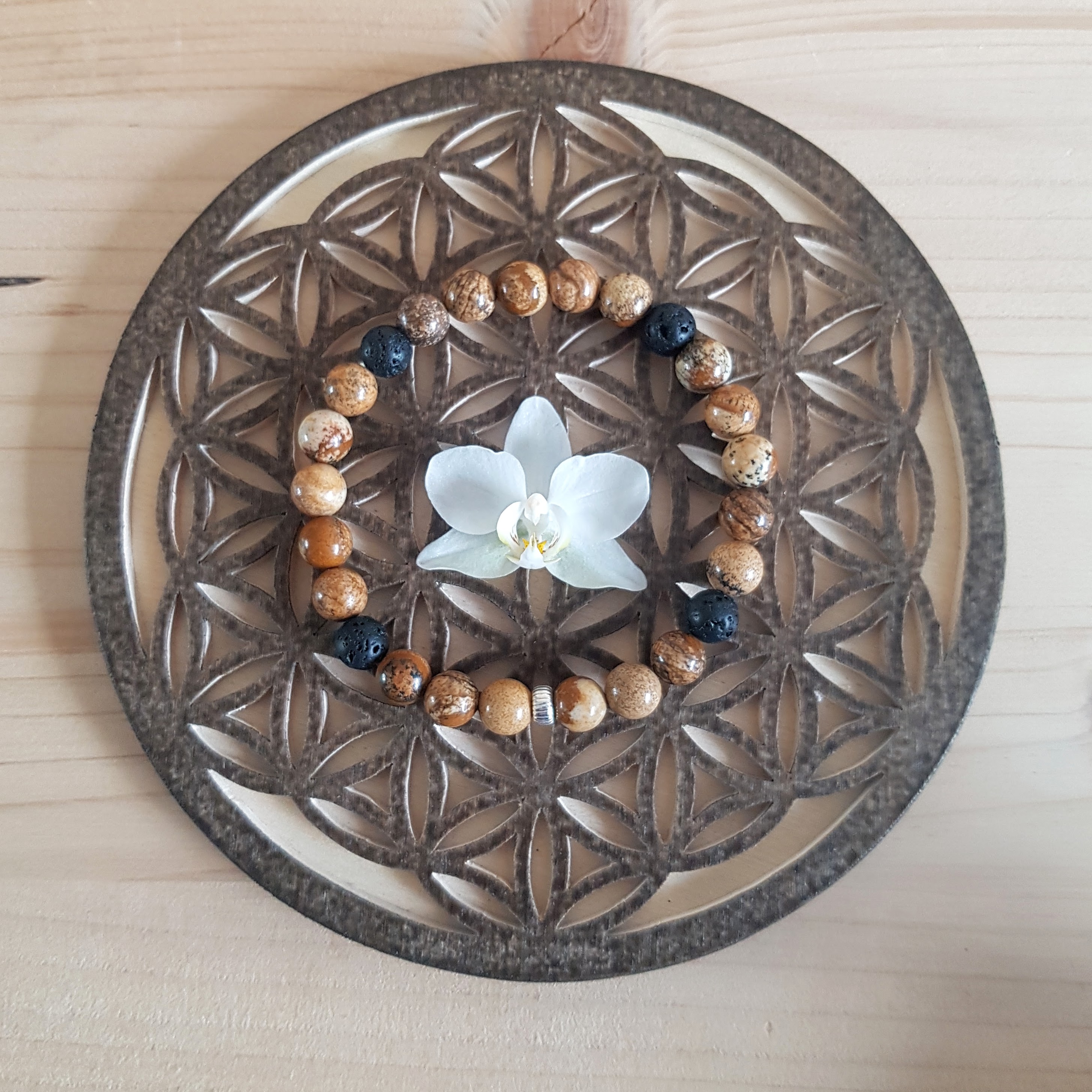 Bracelet Jaspe Paysage et Pierre De Lave