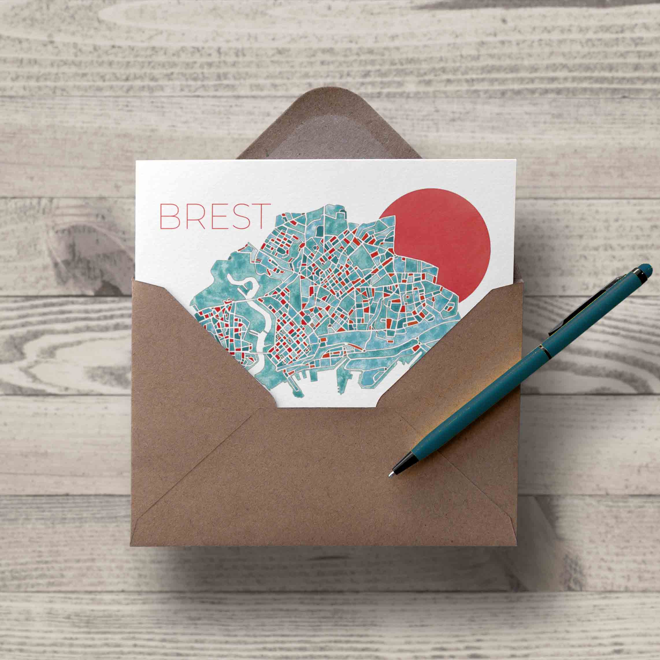 Carte postale double Brest