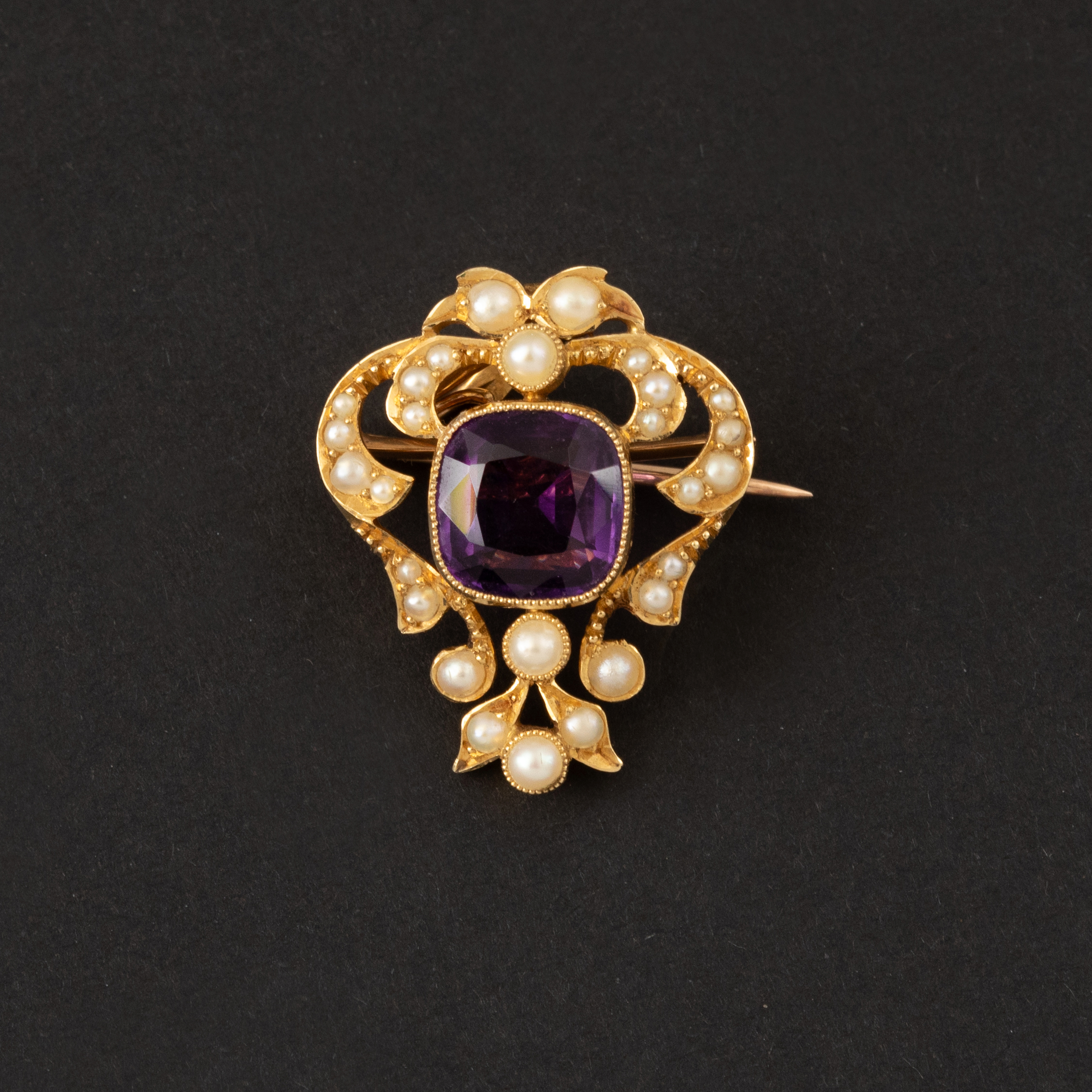 Antique Pendant with Amethyst  Pearls