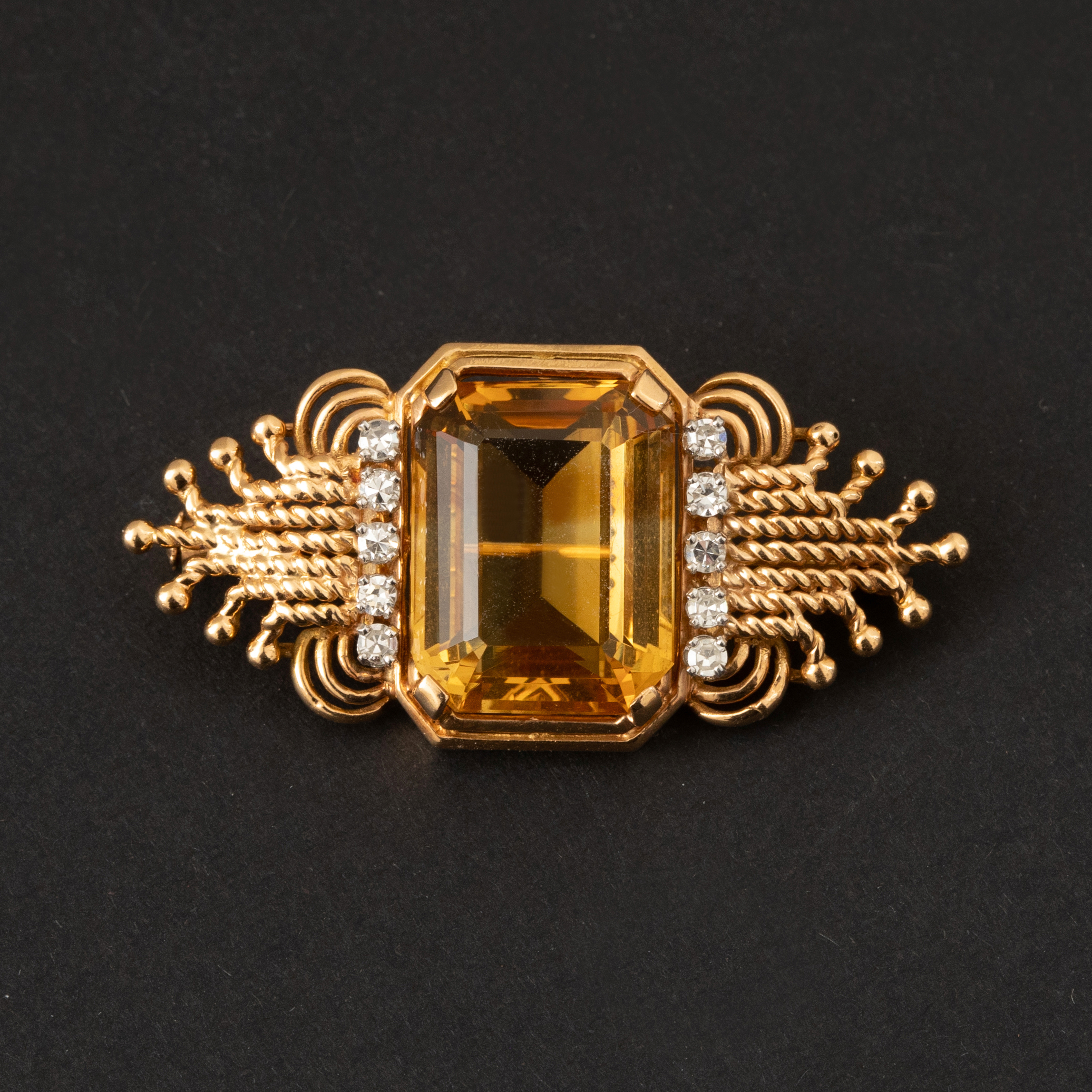 Stunning Citrine and Diamonds Brooch
