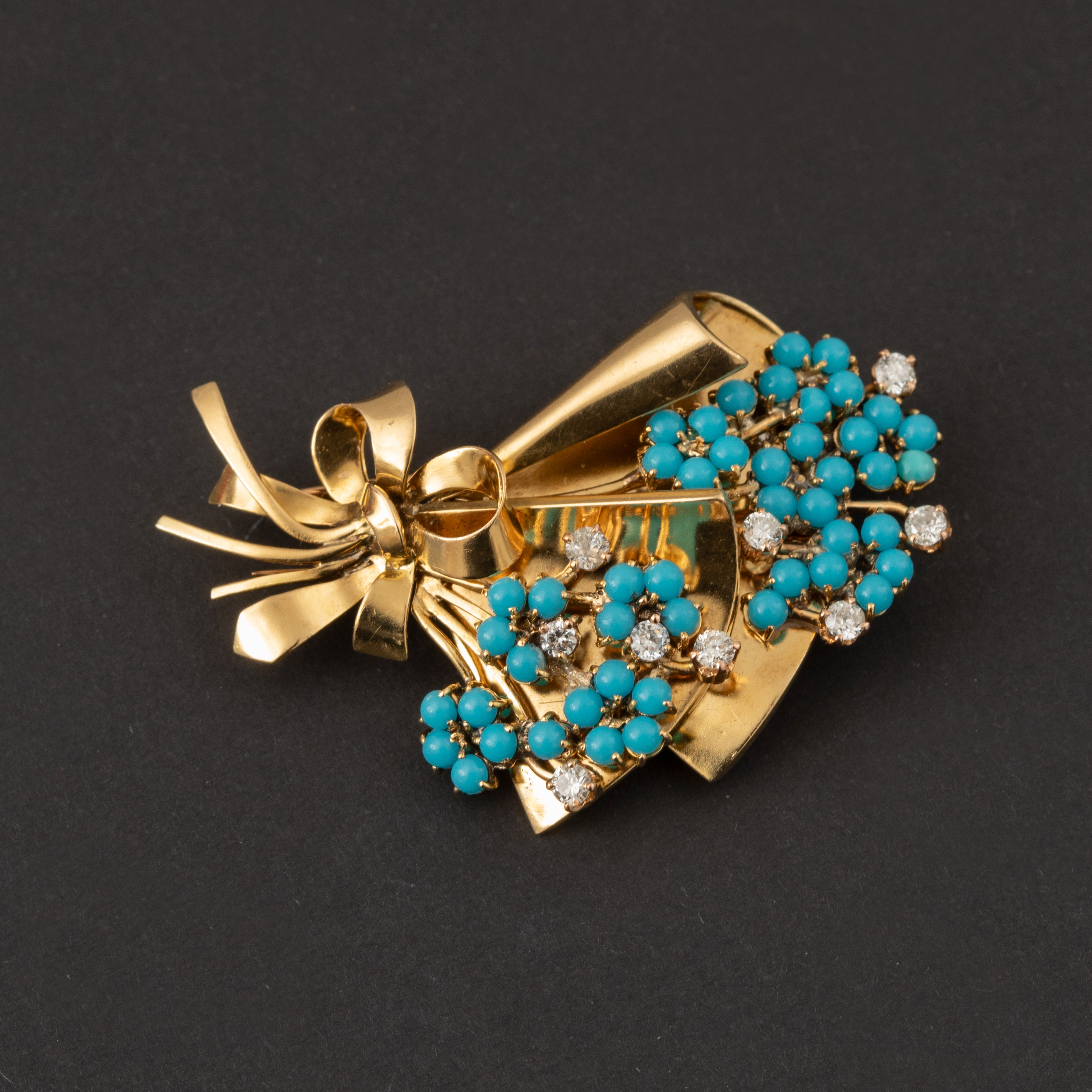 Broche Vintage Bouquet de Turquoises
