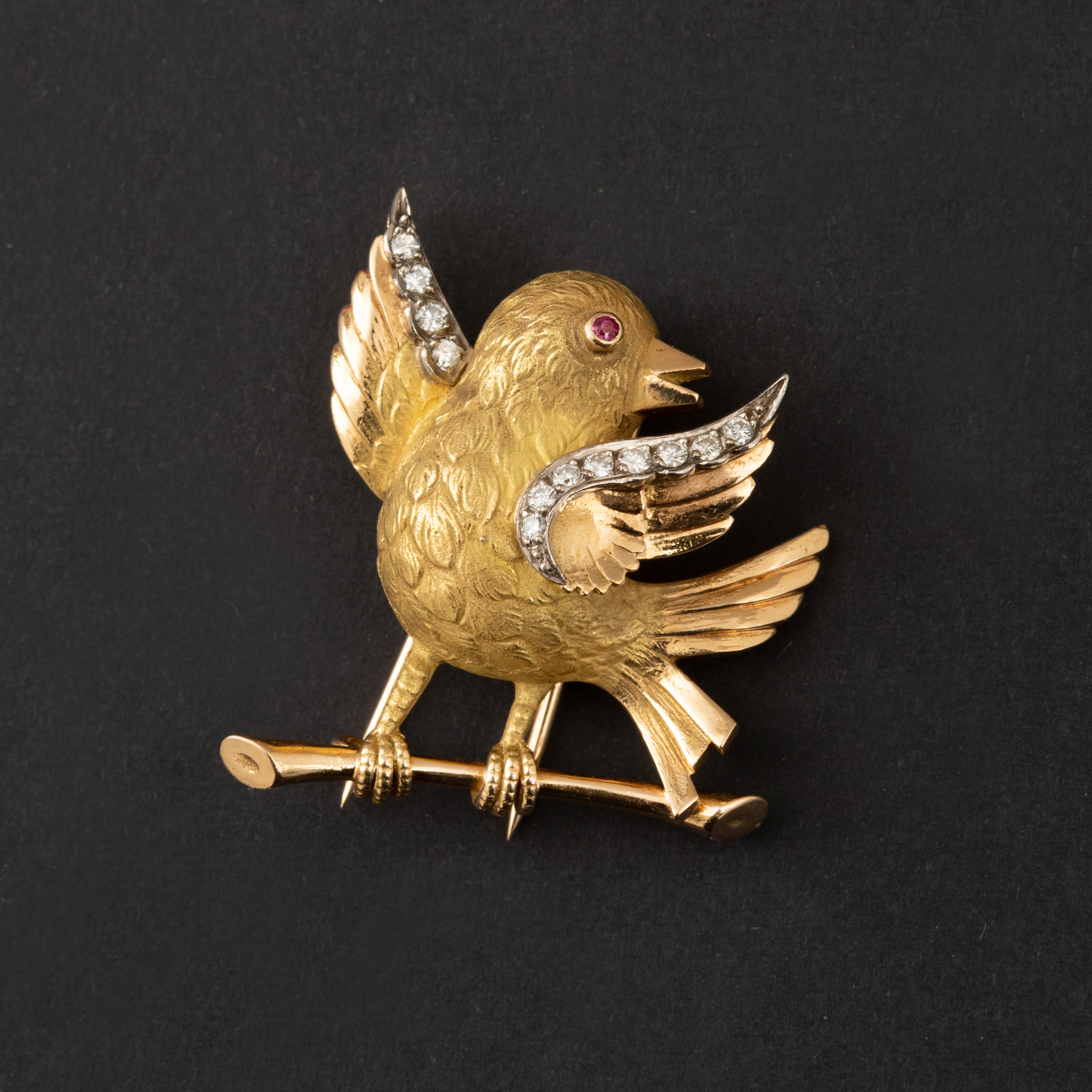 Oiseau Heureux sur sa Branche et Diamants