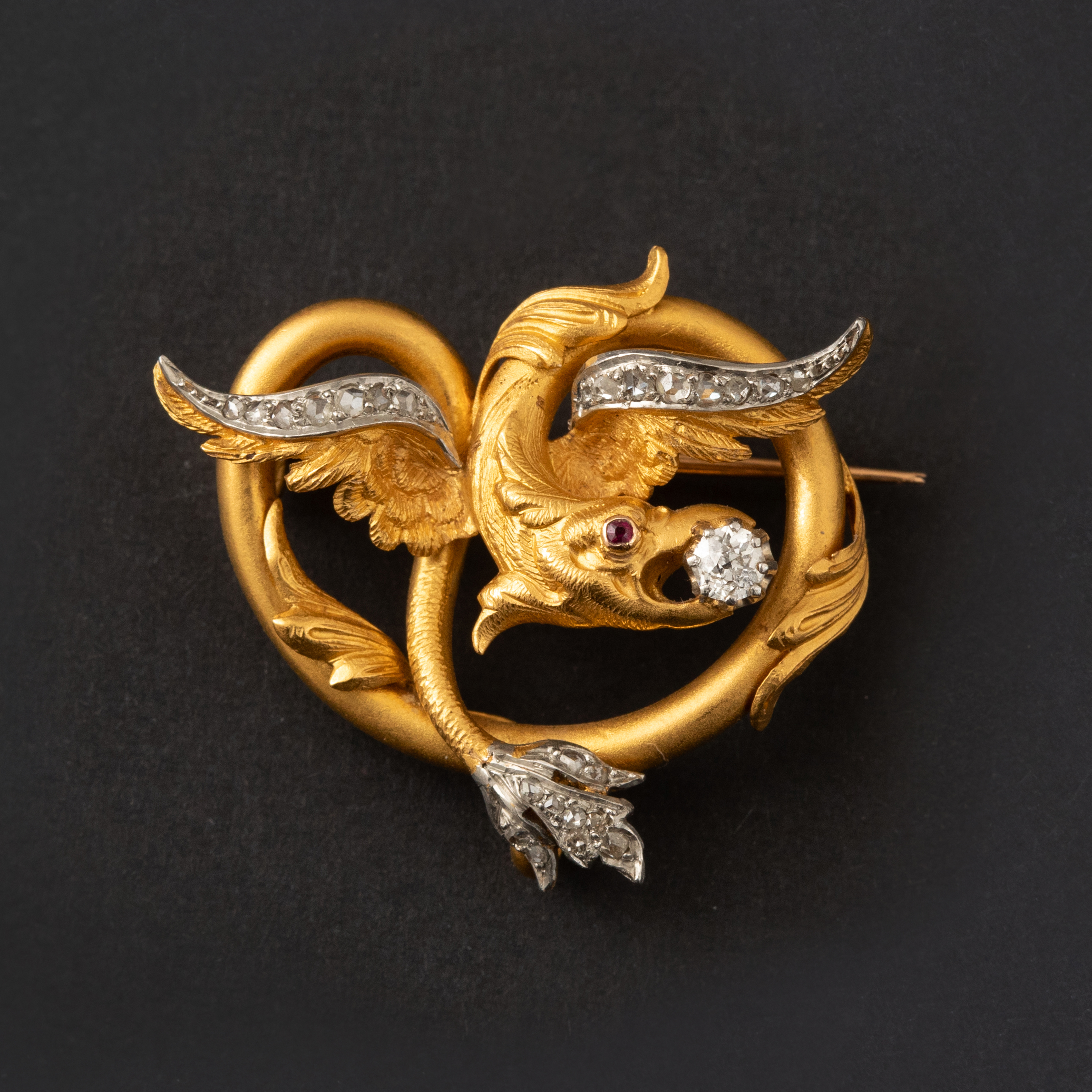 Broche Art Nouveau Dragon Diamants