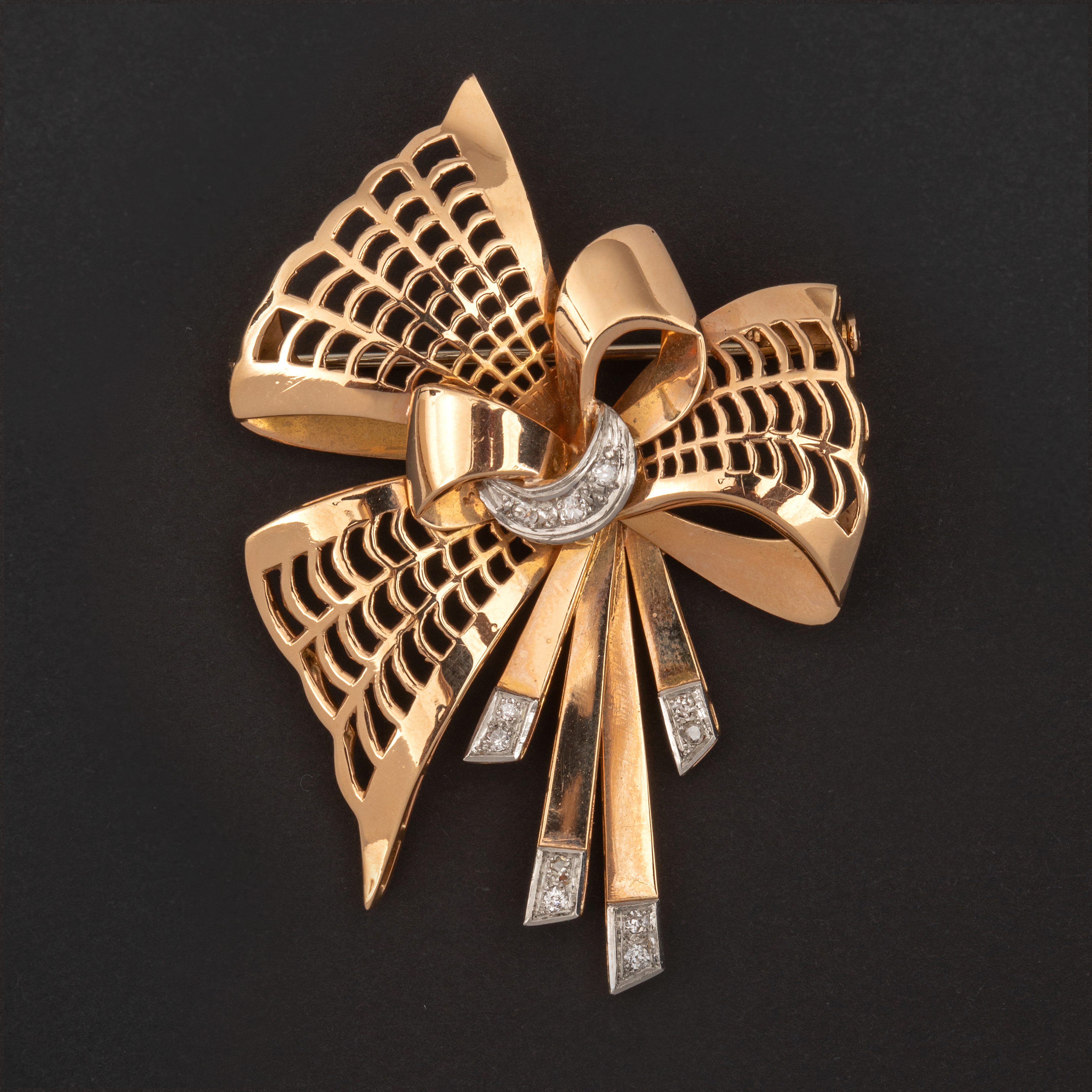 Broche Nœud Vintage Or & Diamants