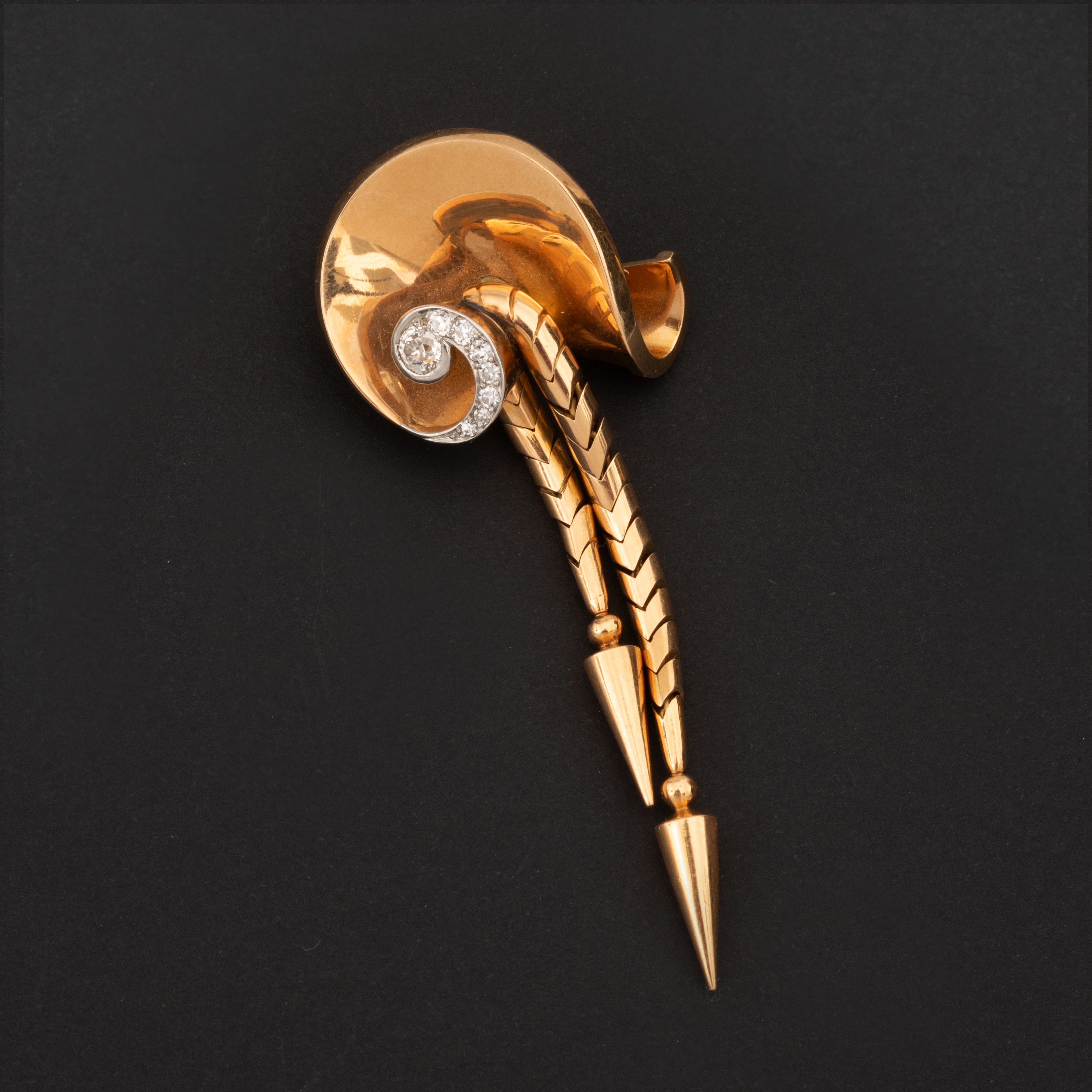 Broche Pampilles Or Jaune Diamants