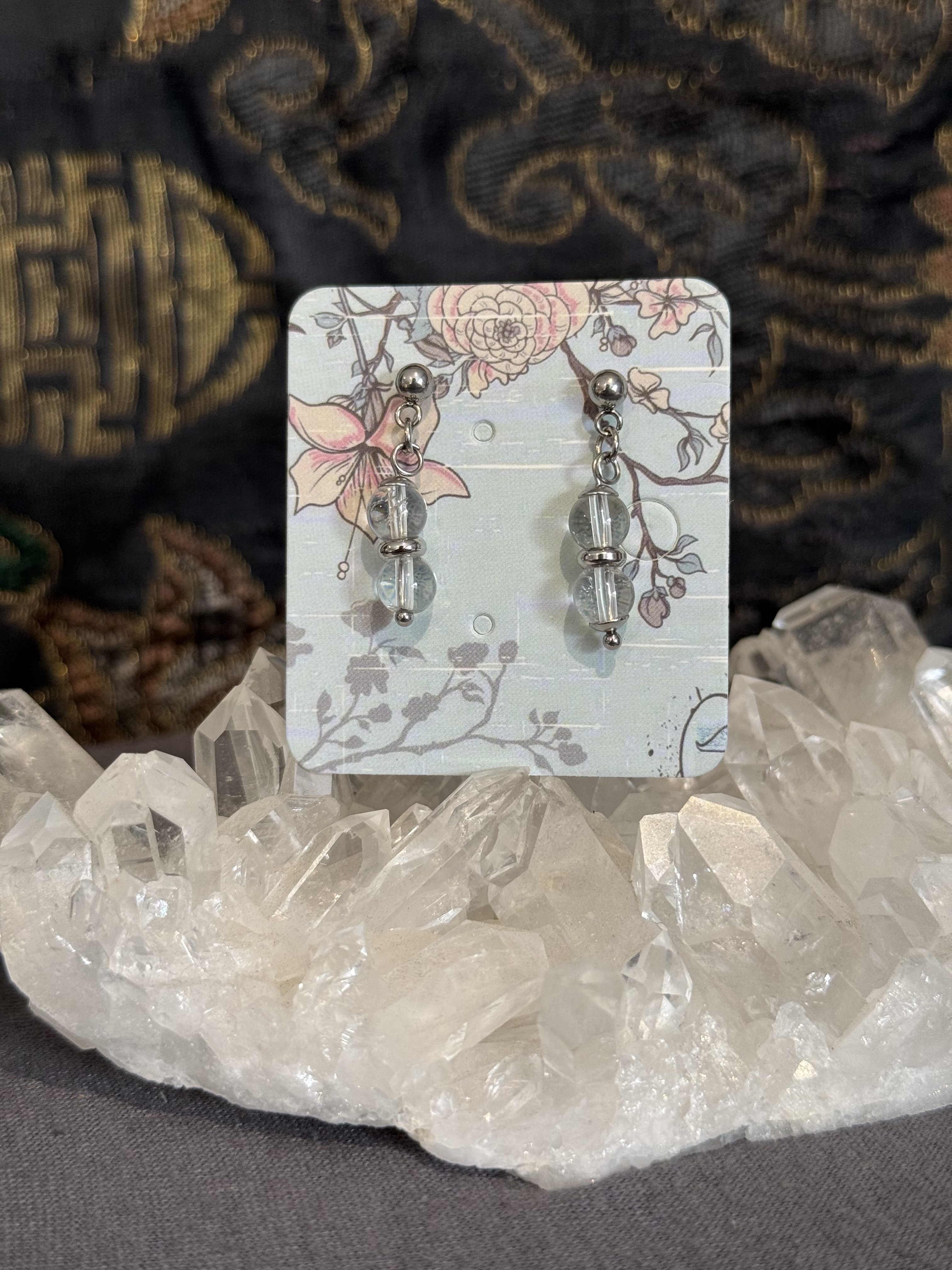 Boucles d'oreilles "Larmes du Phoenix" en Cristal de Roche