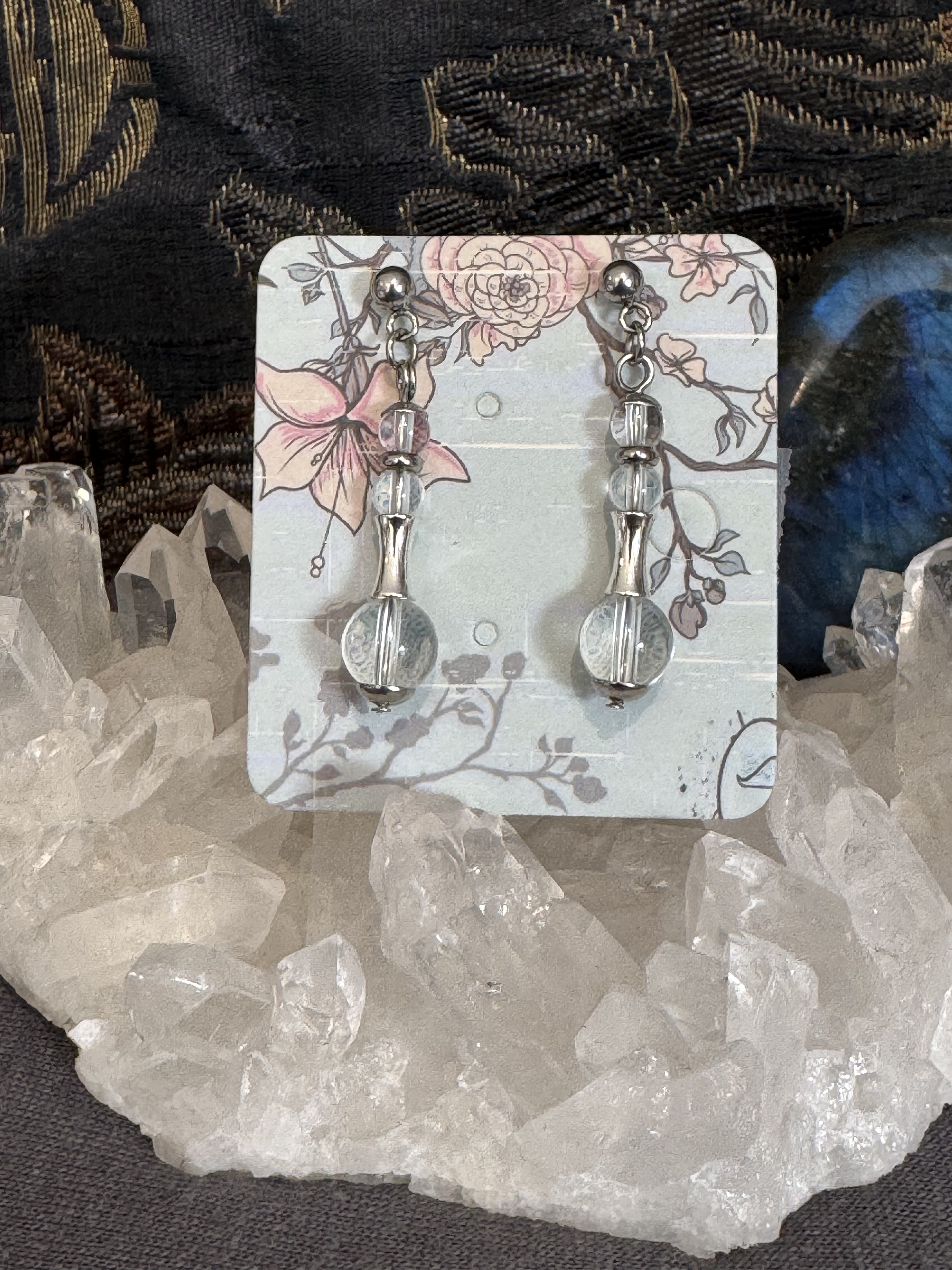 Boucles d'oreilles "Vibration Minérale" en Cristal de Roche