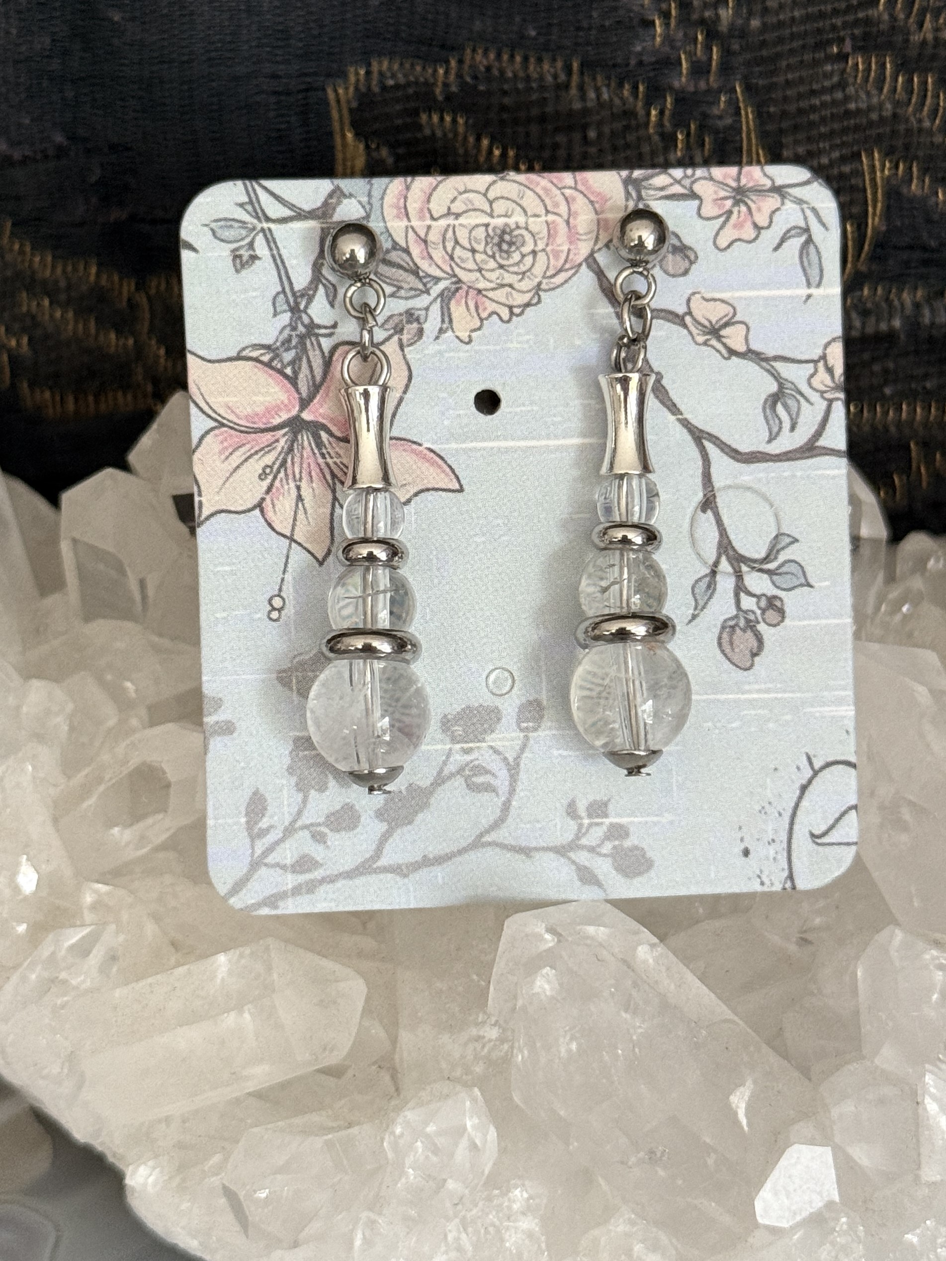Boucles d'oreilles "Echo de Gaïa" en Cristal de Roche