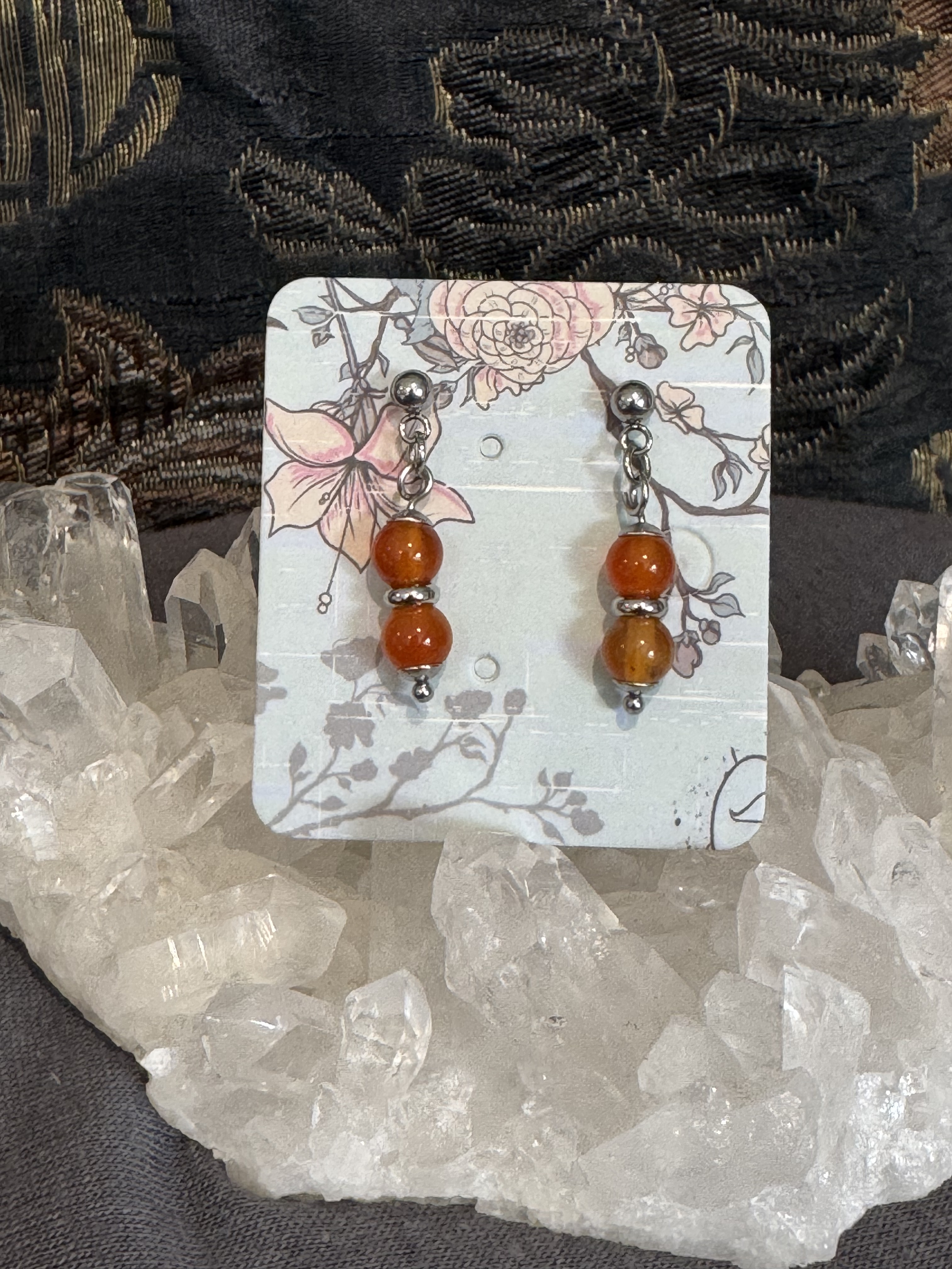 Boucles d'oreilles "Larmes du Phoenix" en Cornaline