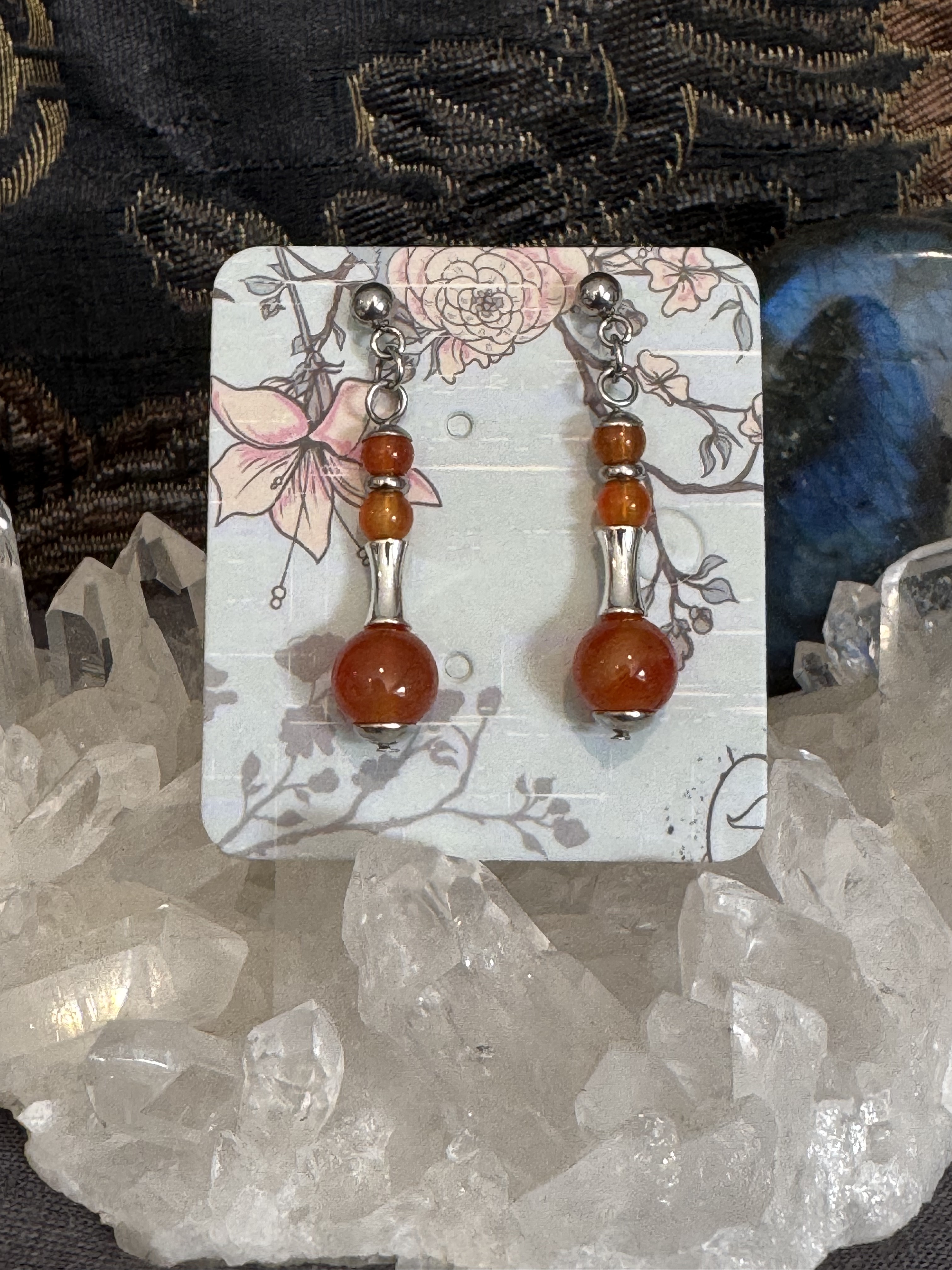 Boucles d'oreilles "Vibration Minérale" en Cornaline