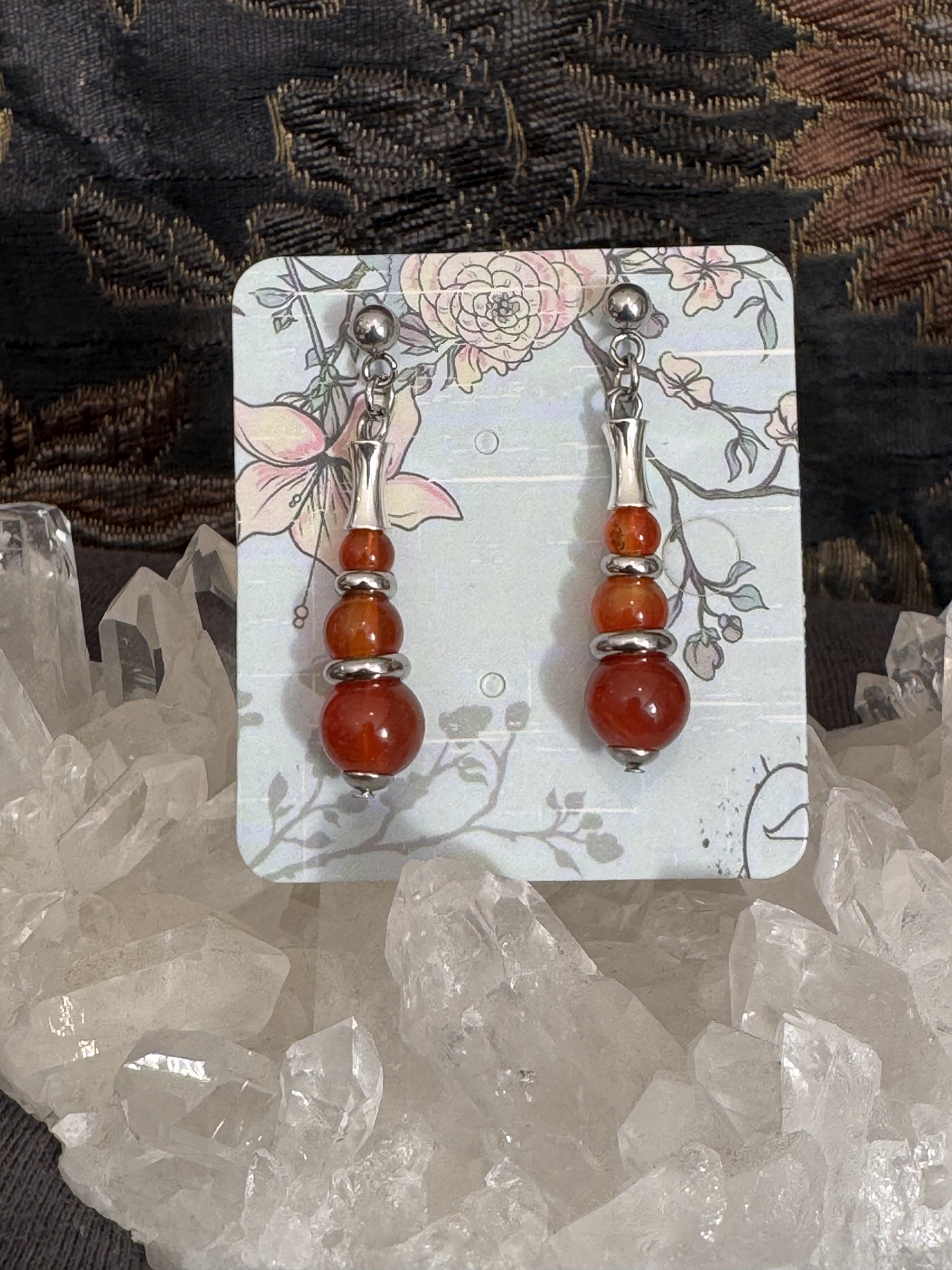 Boucles d'oreilles "Echo de Gaïa" en Cornaline