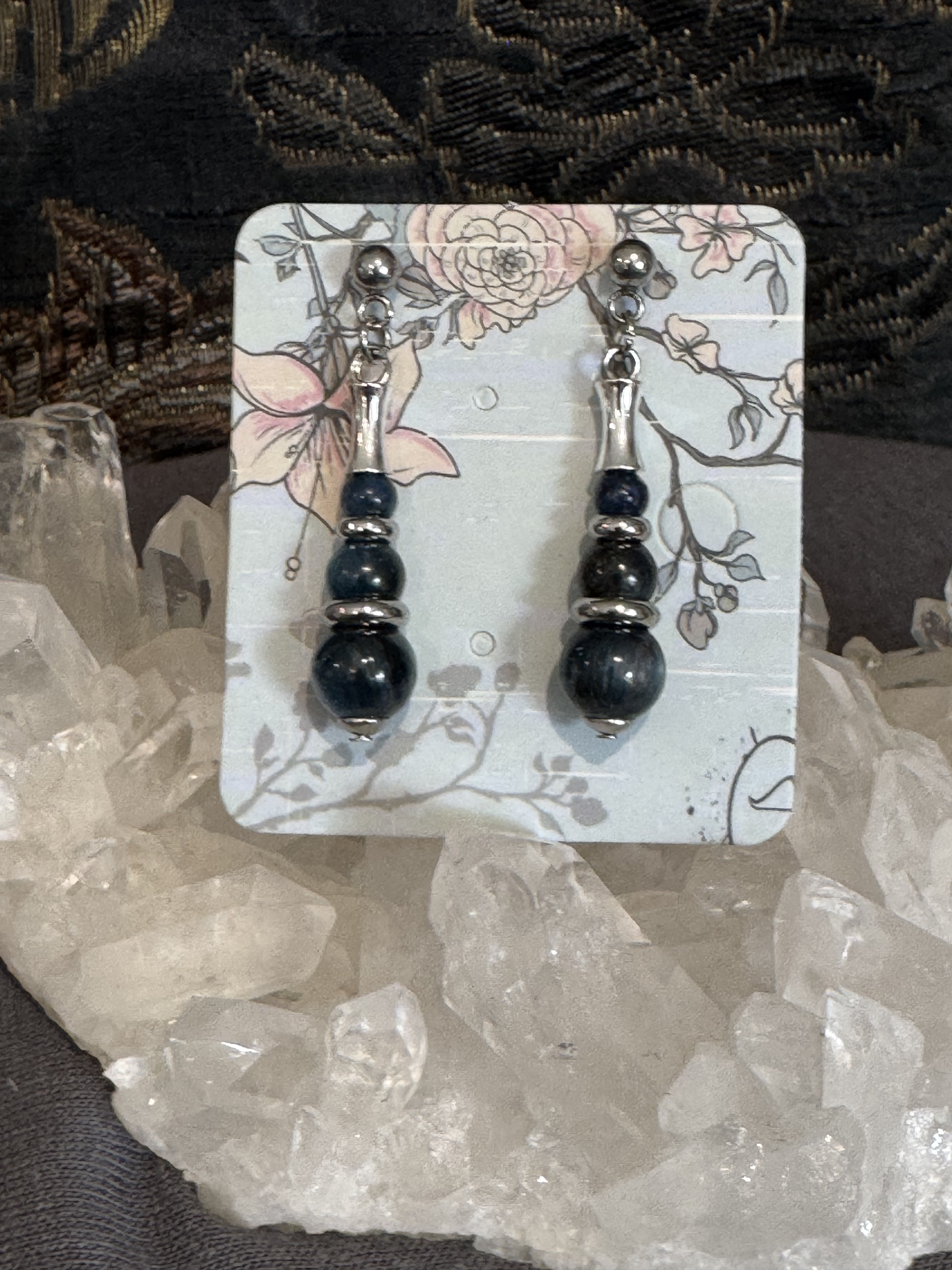 Boucles d'oreilles "Echo de Gaïa" en Cyanite