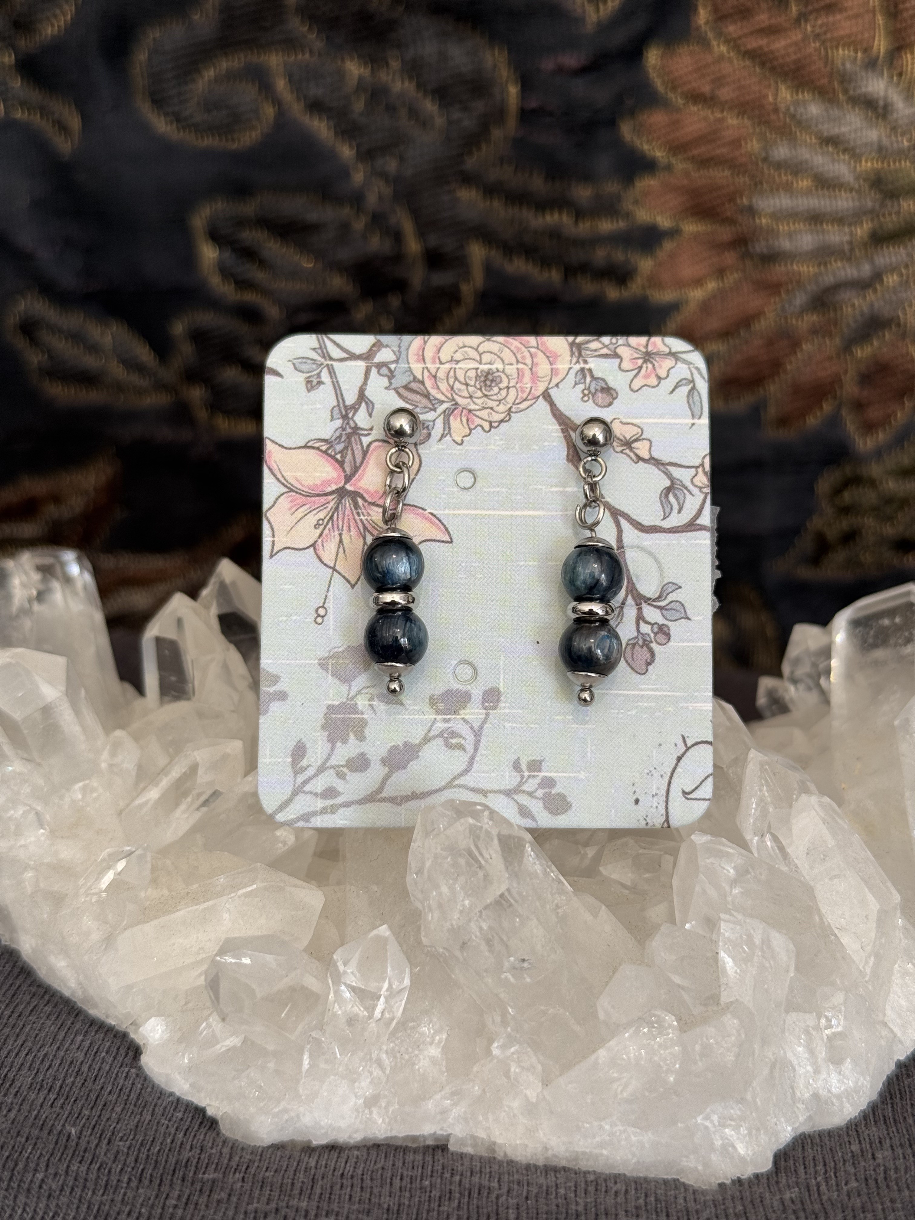 Boucles d'oreilles "Larmes du Phoenix" en Cyanite