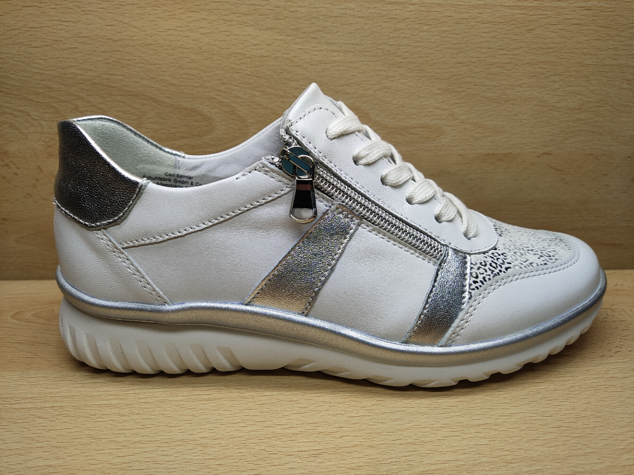 Chaussure stretch à lacets + zip SEMLER Blanc/Argent