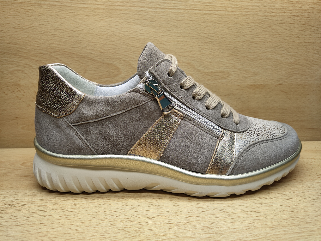 Chaussure stretch à lacets + zip SEMLER Beige Sable