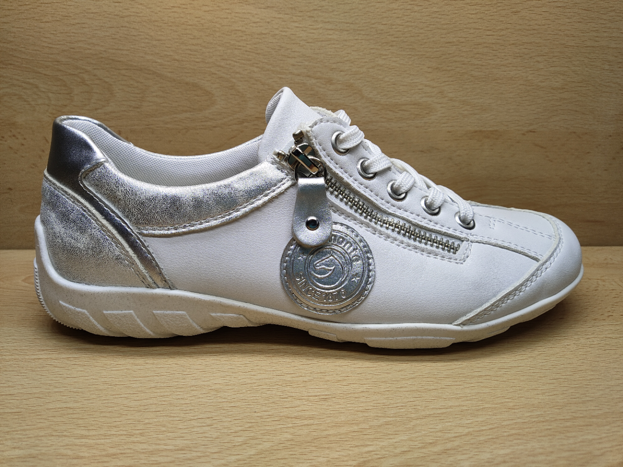 Chaussure à lacets + zip Remonte Blanc