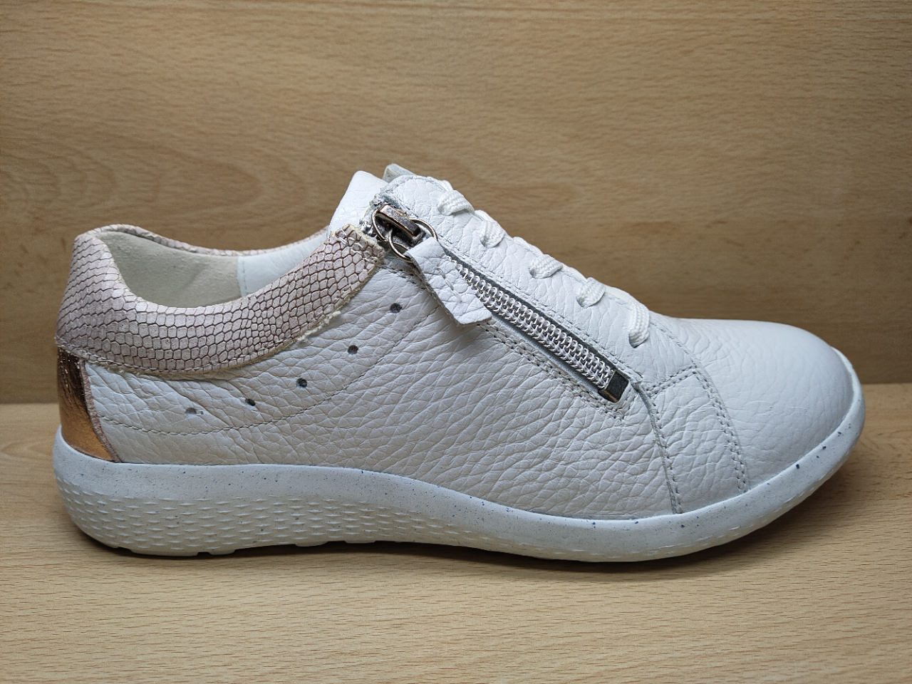 📌 WALDLAUFER Chaussure à lacets + zip Blanc