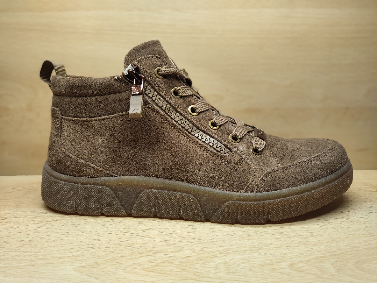 📌 Bottillon à lacets + zip ARA Rom HS Nubuck beige