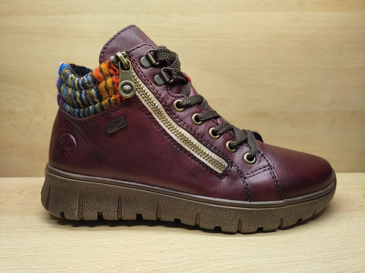 📌 Rieker Bottillon à lacets + zip Bordeaux