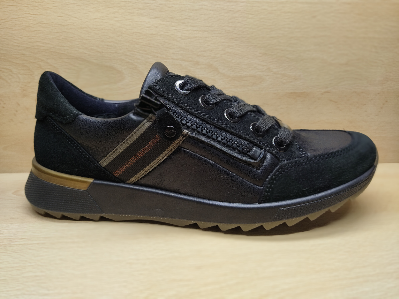 ARA Chaussure à lacets + Zip Noir