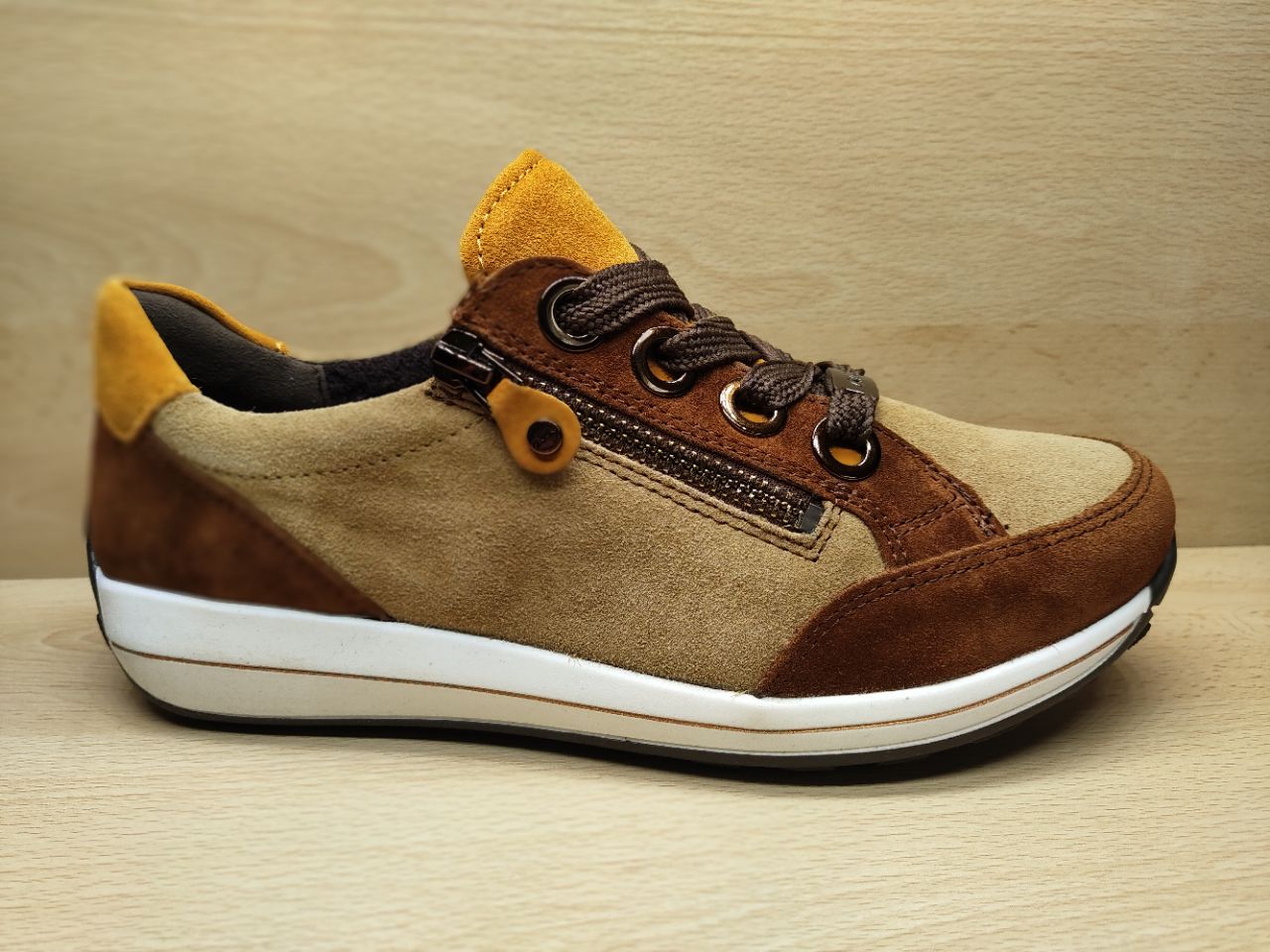 📌 Chaussure à lacets + zip ARA Nubuck 3 tons