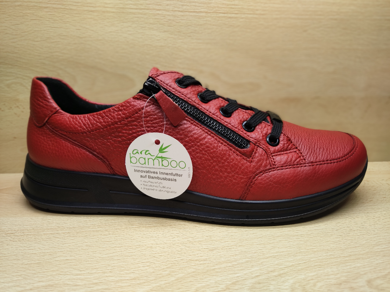 📌Chaussure à lacets + zip ARA Osaka Rouge vif