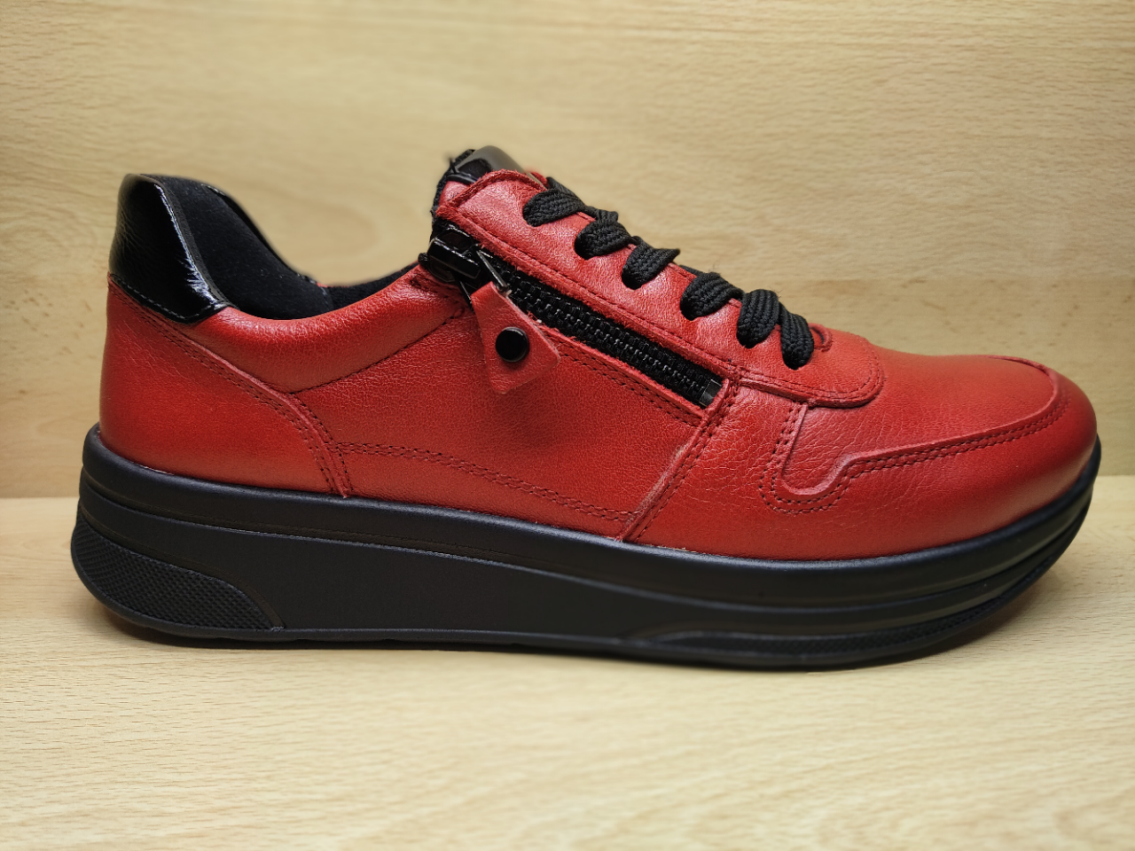 📌 Chaussure à lacets + zip ARA Sapporo Rouge, Noir