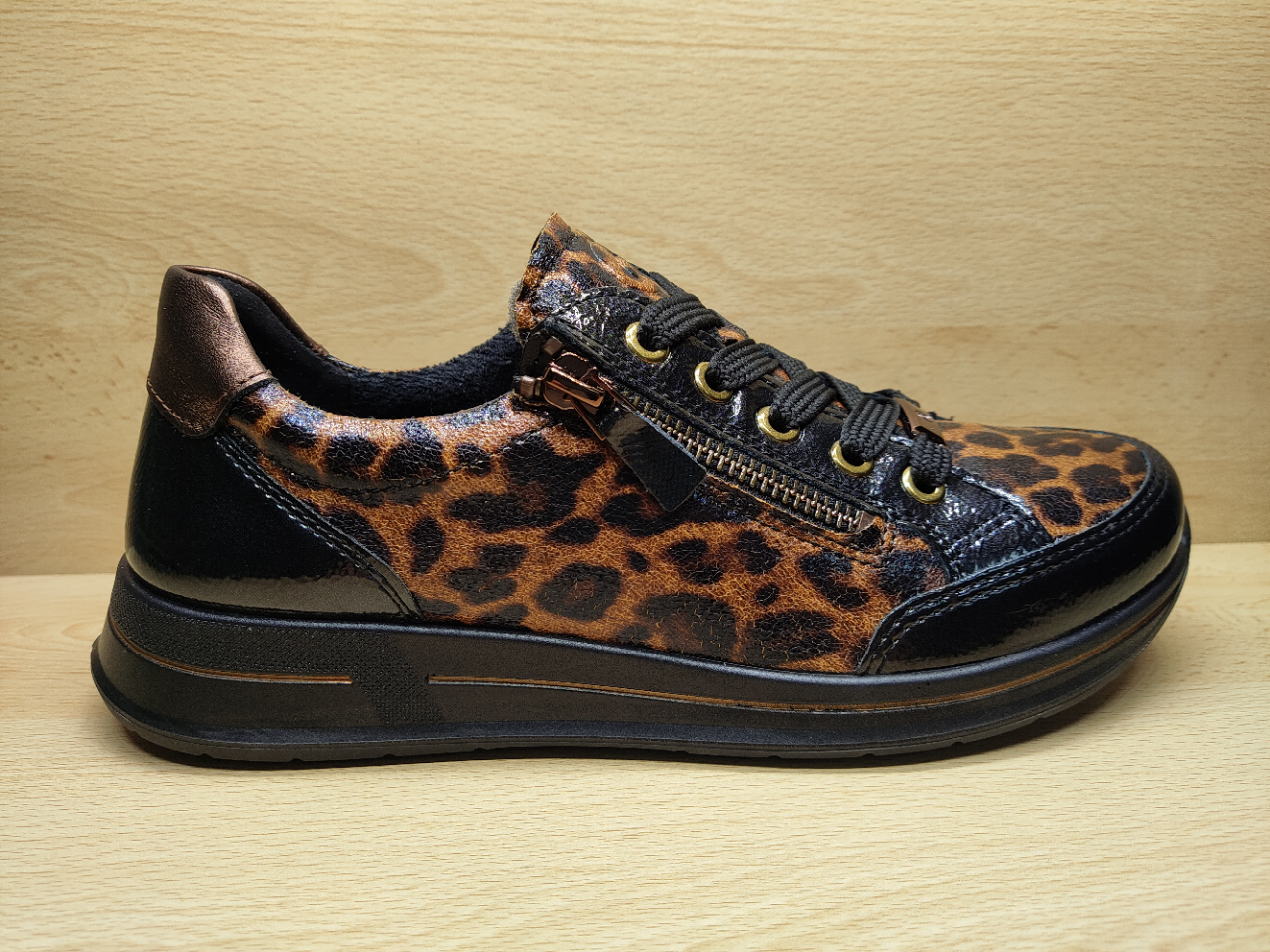 Chaussure à lacets ARA +zip léopard 12-54801