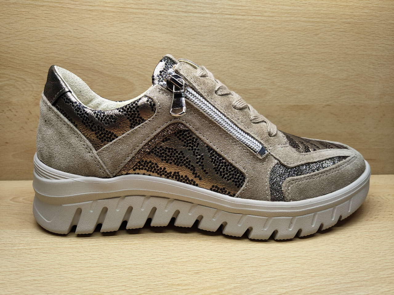 Chaussure à lacets + zip WALDLAUFER Beige