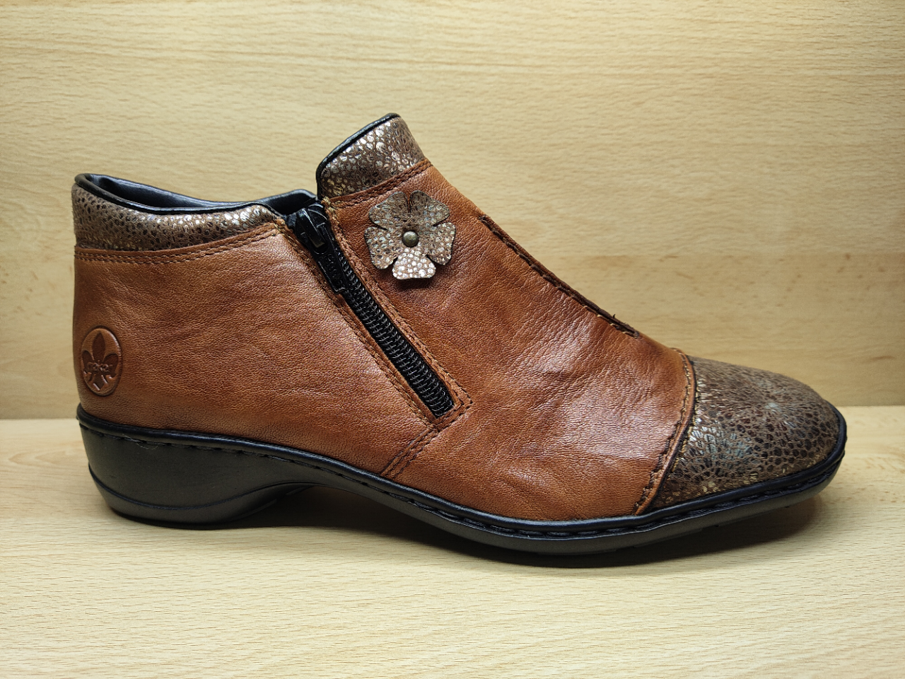 📌 Bottillon Rieker à double zip Cognac