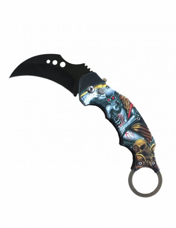 Couteau caméléon karambit tète de mort
