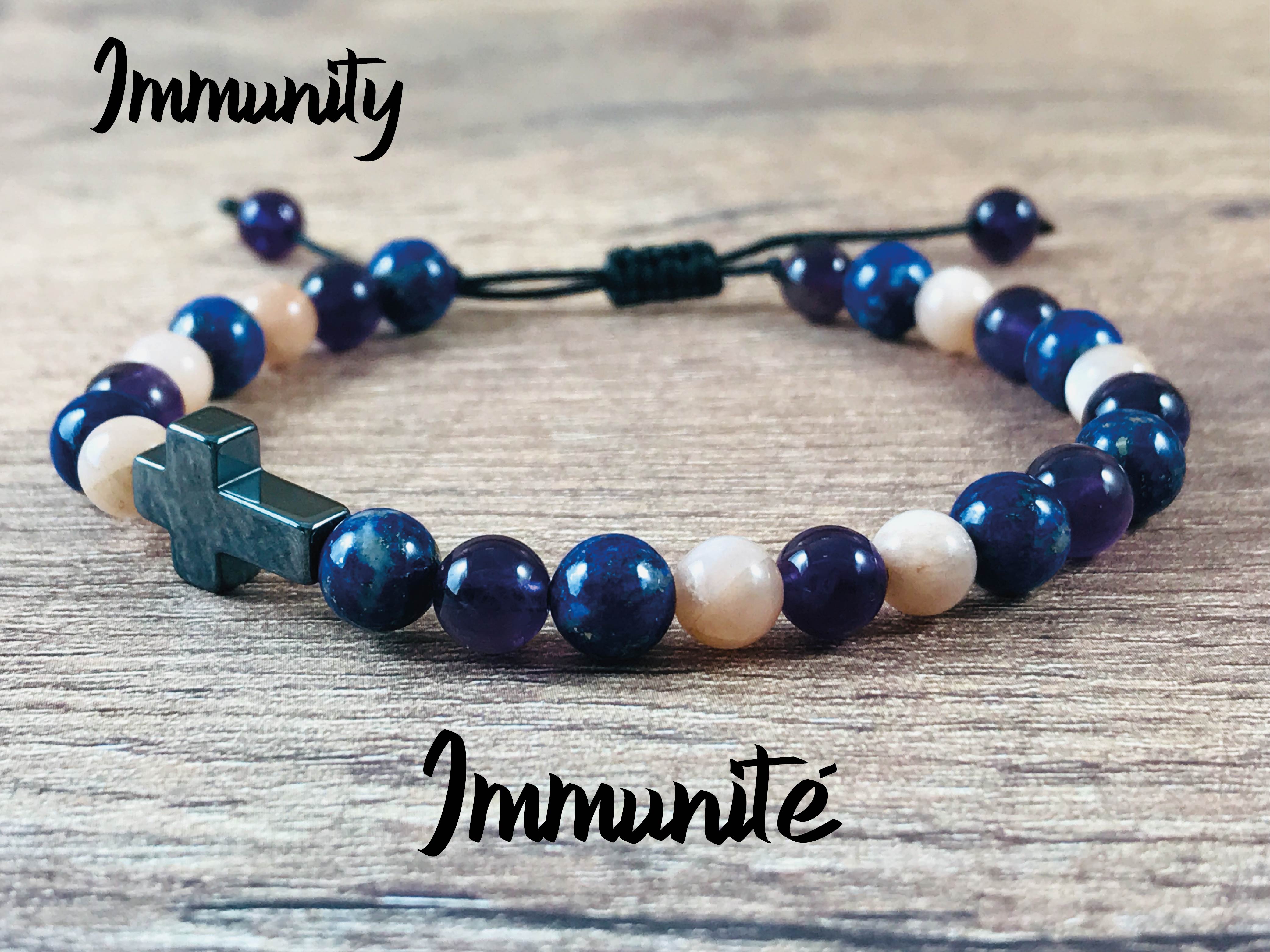 Bracelet Immunité Pierre de Soleil Lapis Lazuli et Améthyste
