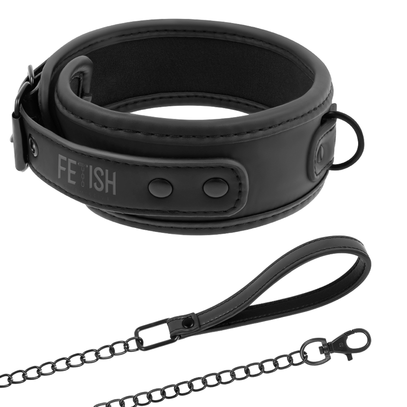 Collier BDSM avec chaîne et doublure néoprène - Fetish Submissive